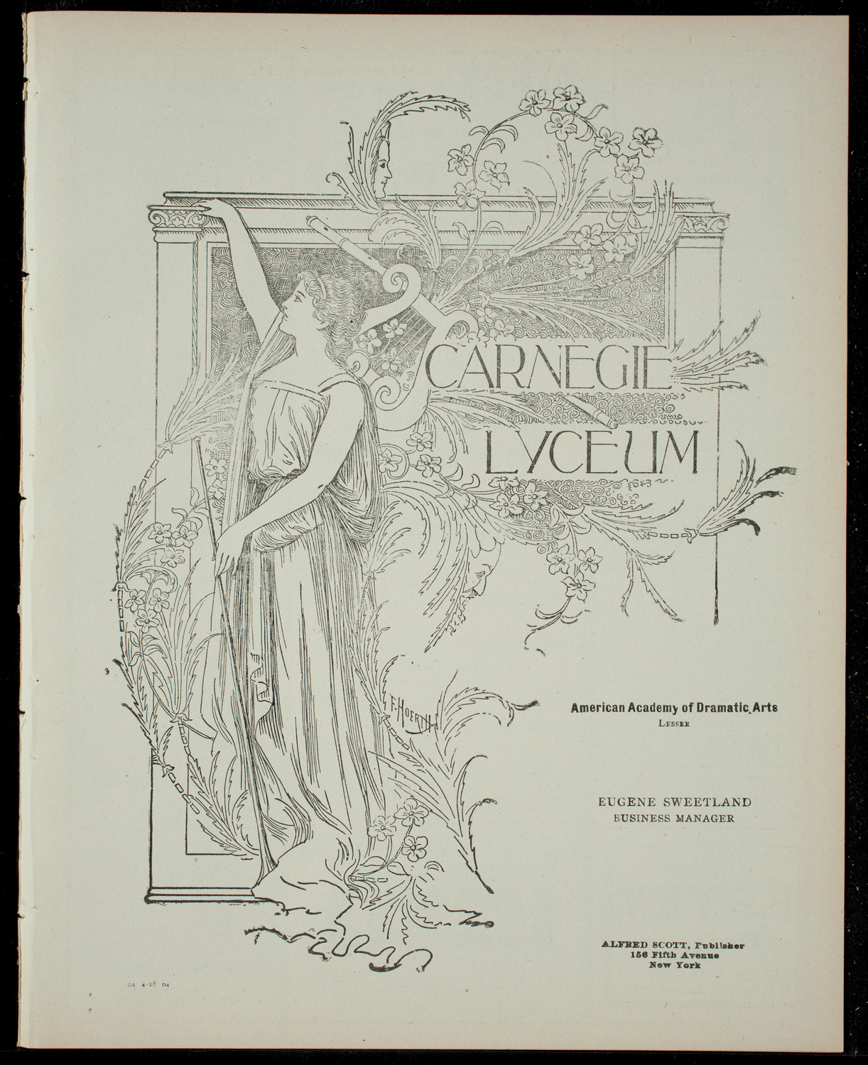 Benefit for the Scholarship Fund of theNational Society of New England Women, April 18, 1904, program page 1