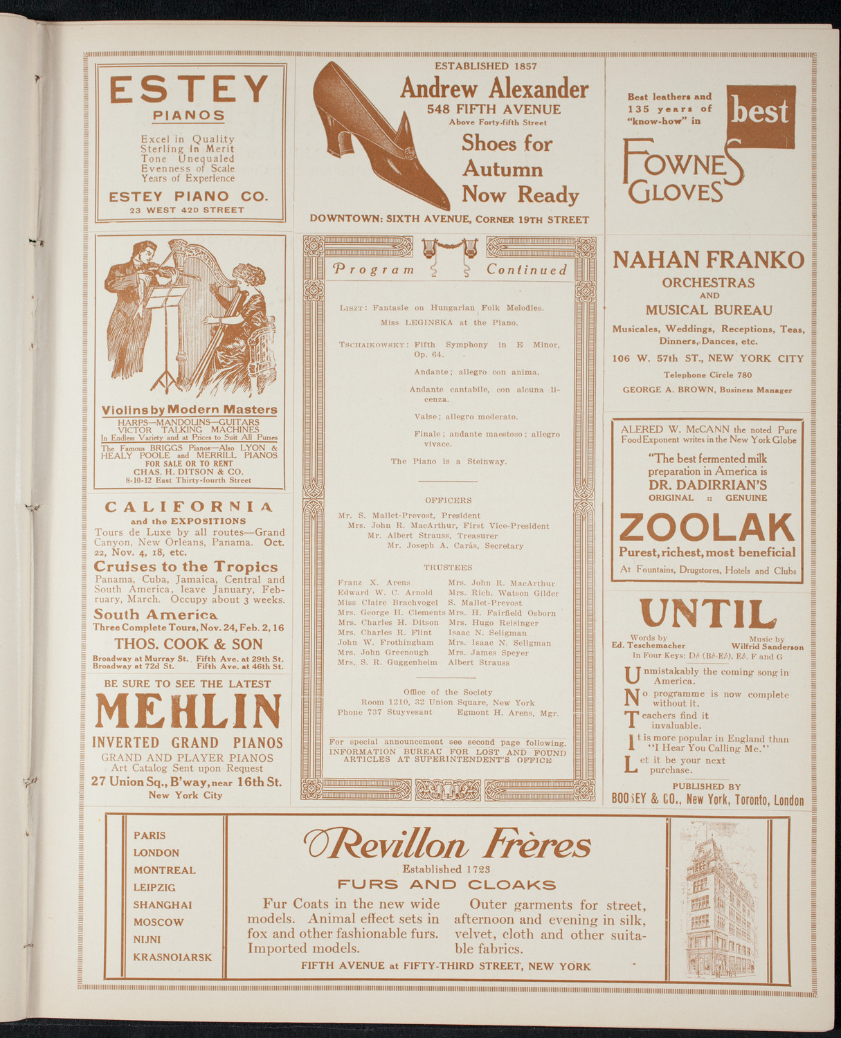 People's Symphony Concert, October 24, 1915, program page 7