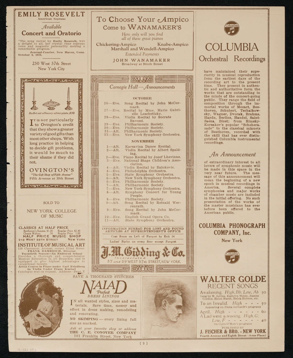 Louise Homer, Contralto, and Louise Homer Stires, Soprano, October 26, 1924, program page 3