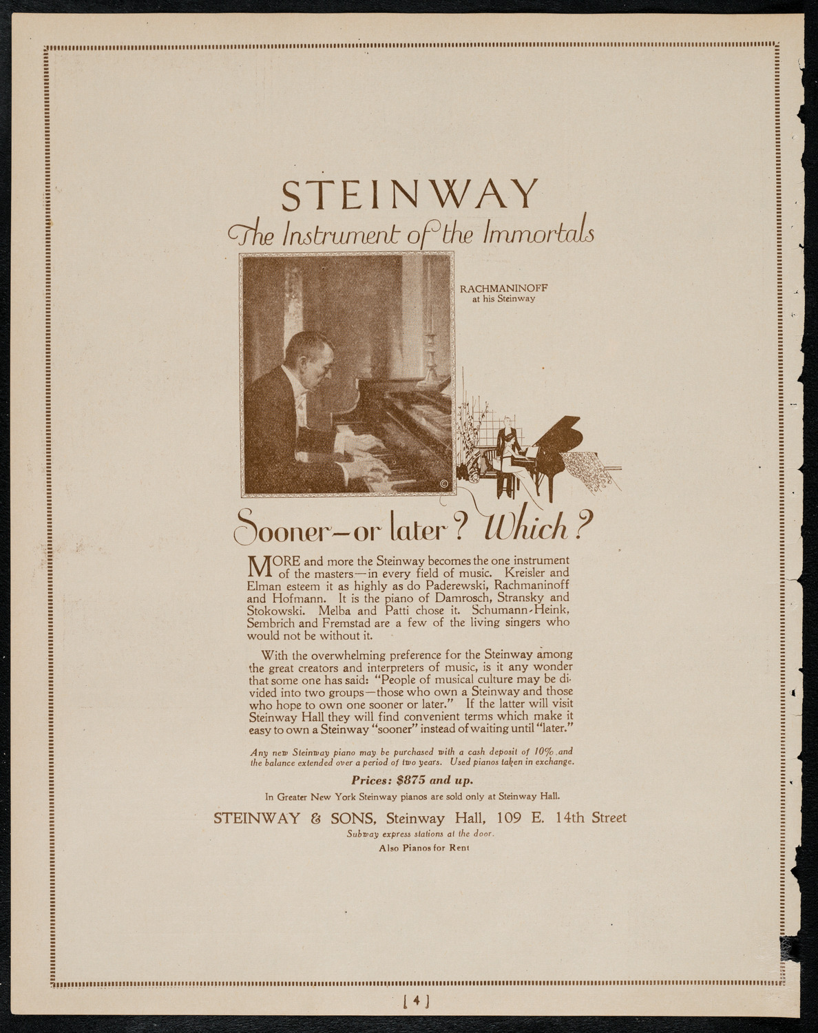 Fritz Kreisler, Violin, April 23, 1922, program page 4