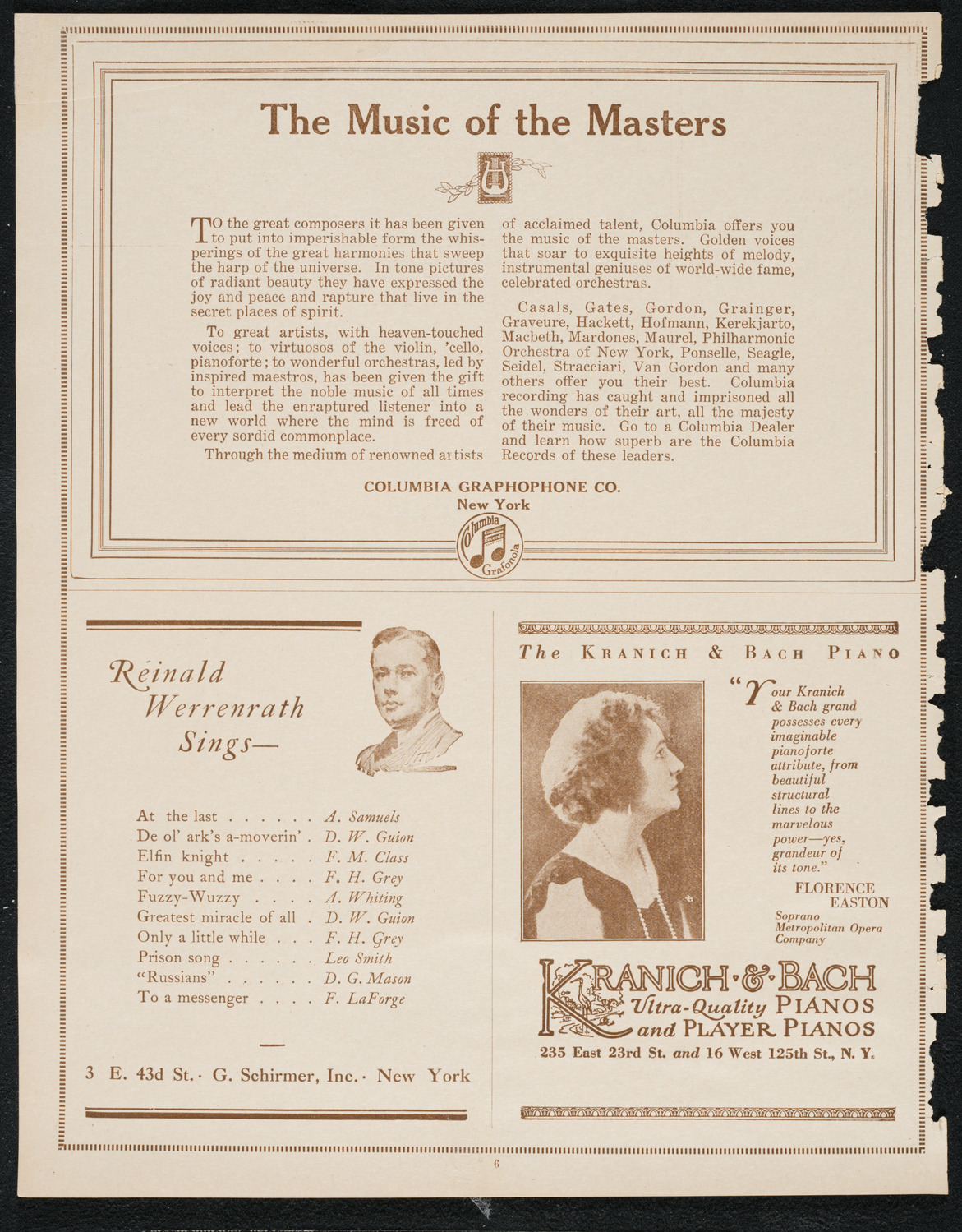 Colin O'More, Tenor, October 25, 1922, program page 6