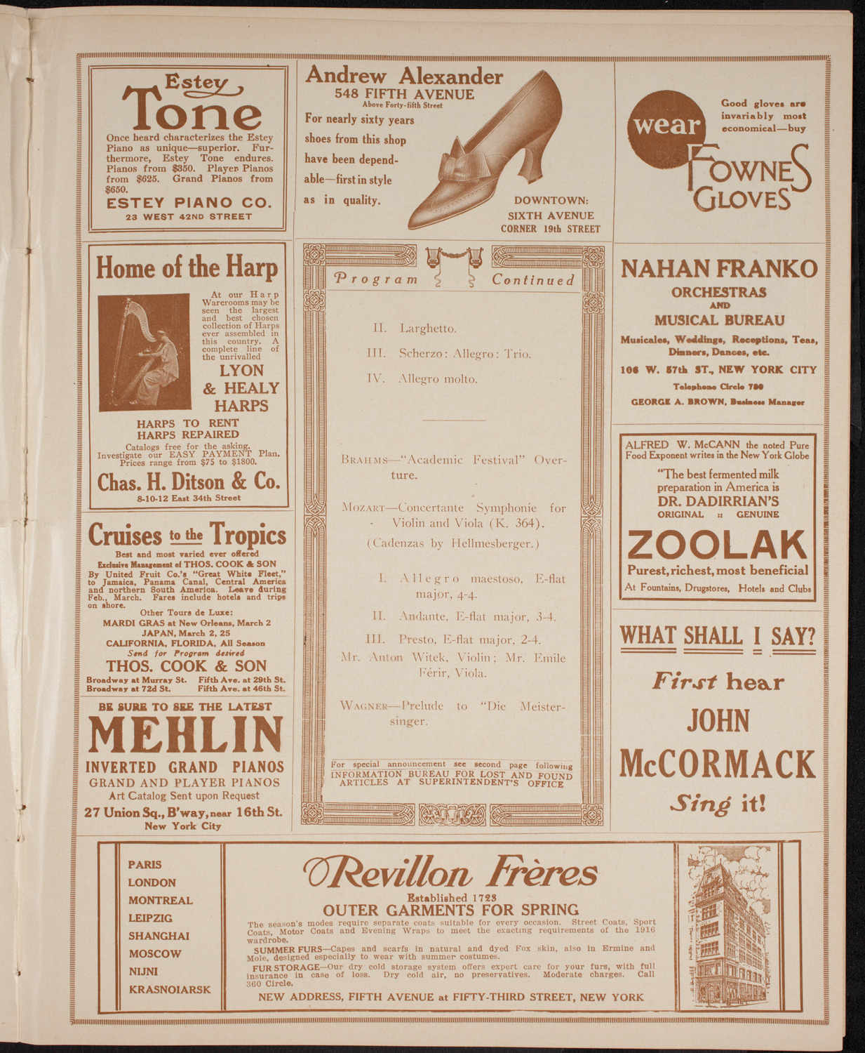 Boston Symphony Orchestra, March 18, 1916, program page 7