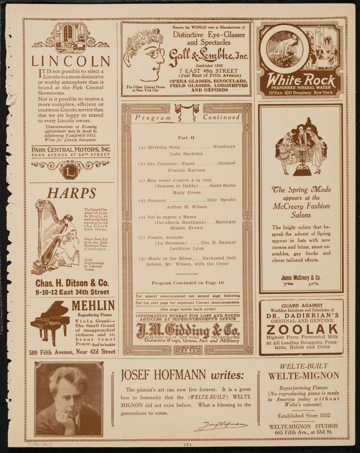 St. Mark's Methodist Episcopal Choir, May 25, 1925, program page 7