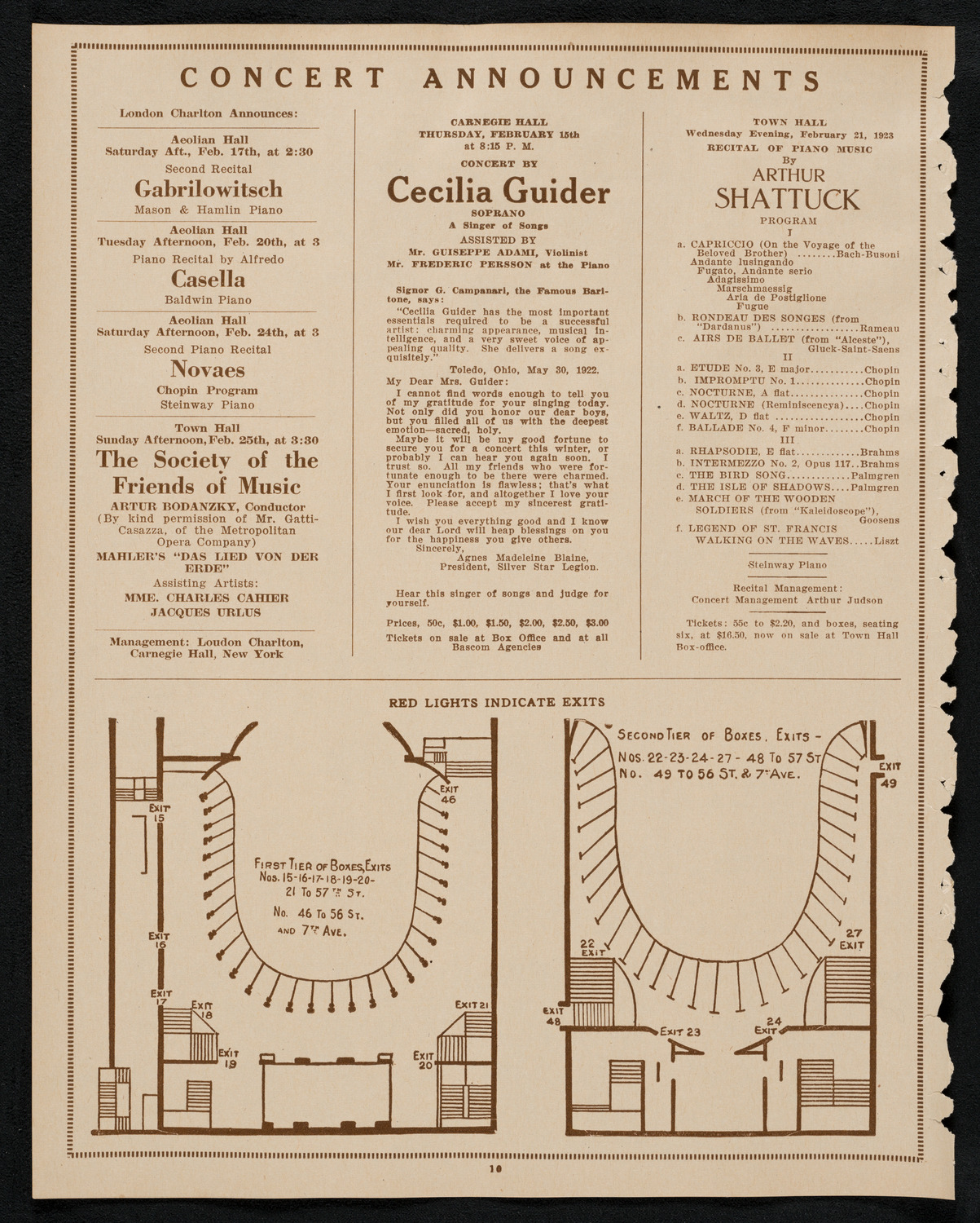 New York Philharmonic, February 11, 1923, program page 10