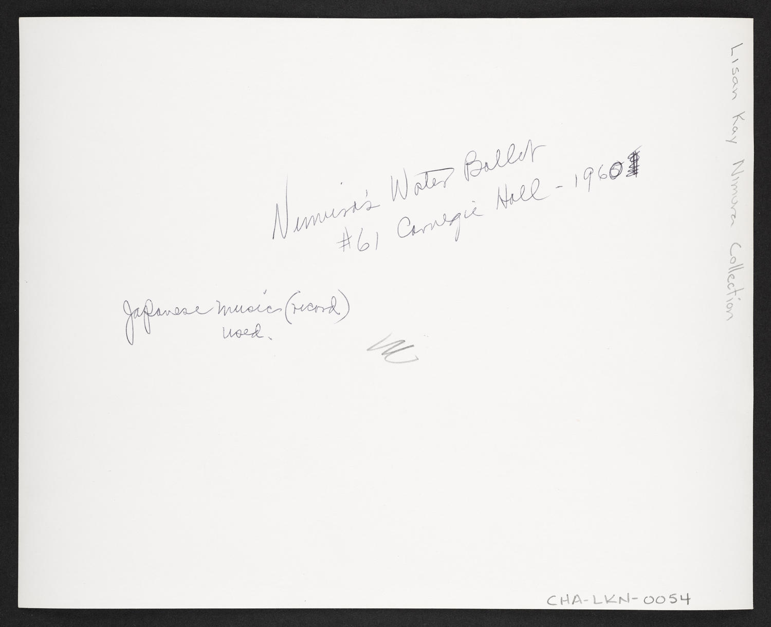 Nimura's water ballet at Ballet Arts, Carnegie Hall Studio #61, 1960 (back)