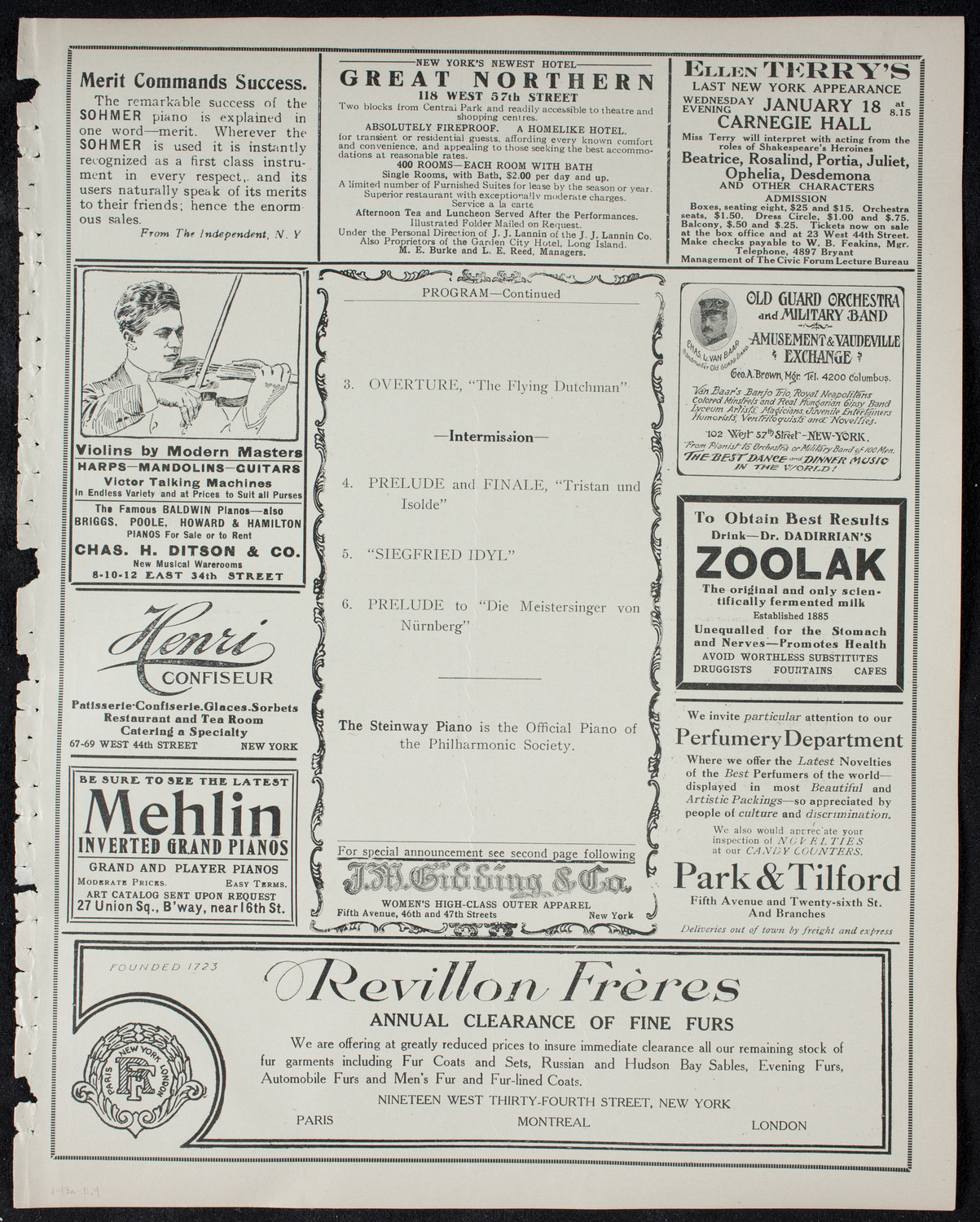 New York Philharmonic, January 13, 1911, program page 7