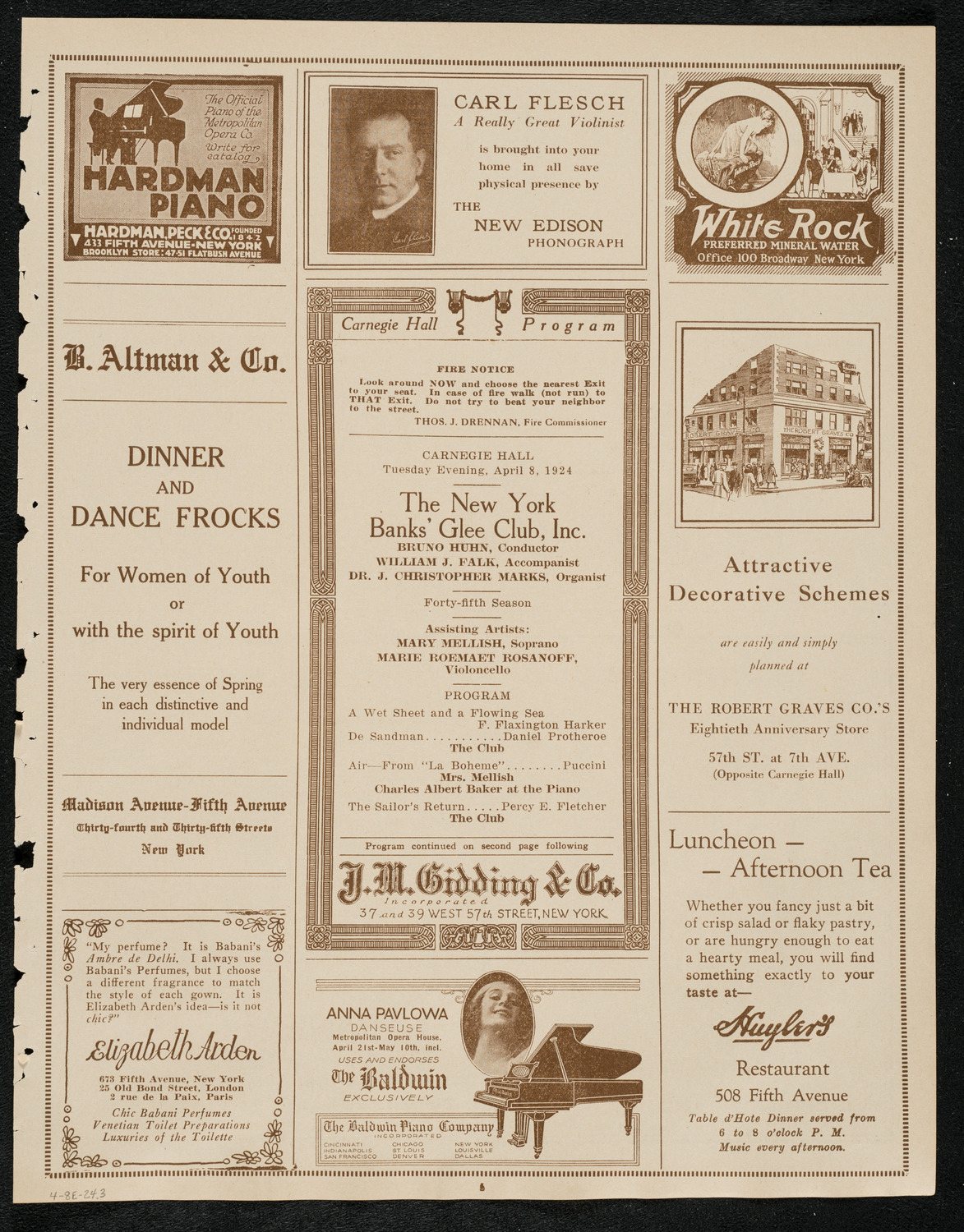 New York Banks' Glee Club, April 8, 1924, program page 5
