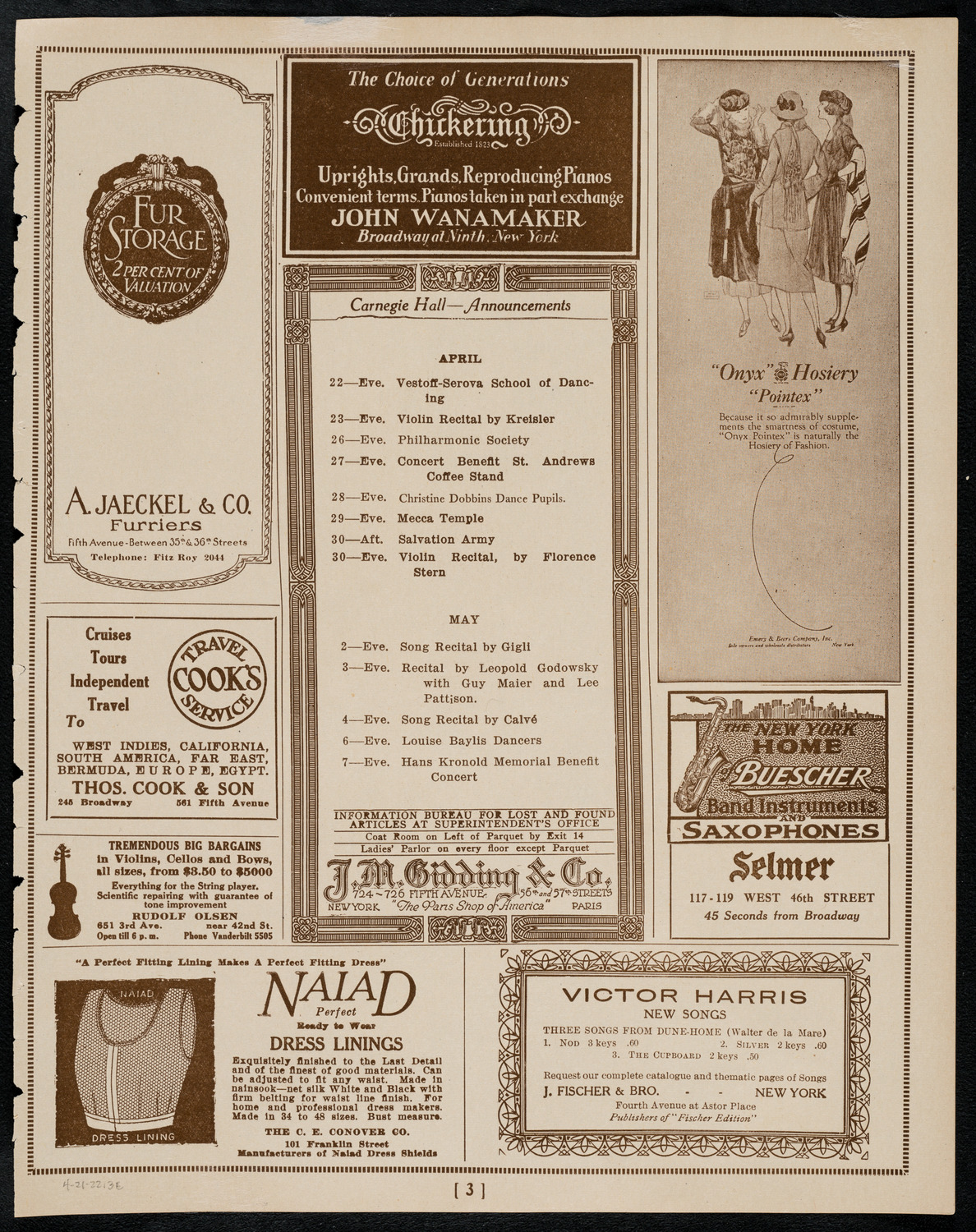 Sir Arthur Conan Doyle, April 21, 1922, program page 3