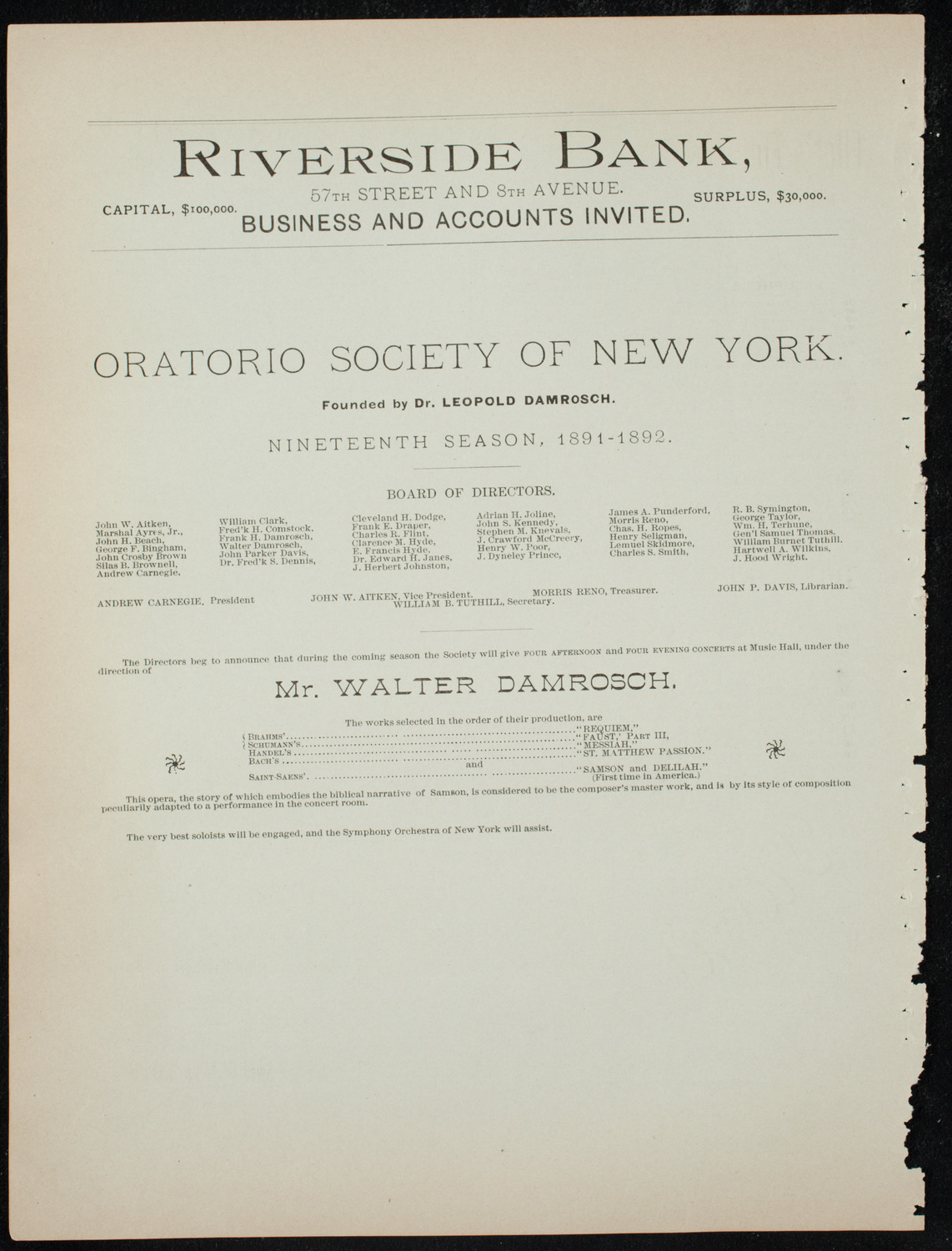 Rubinstein Club Private Concert, December 10, 1891, program page 8