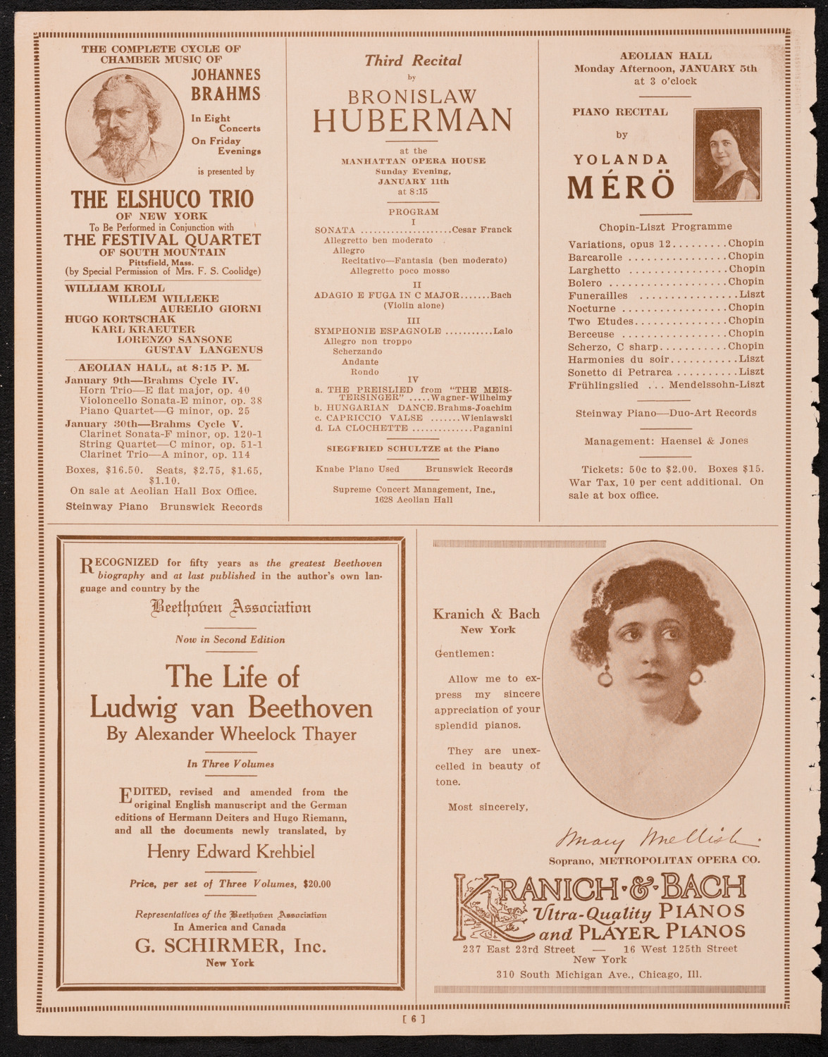 New York Philharmonic, January 3, 1925, program page 6