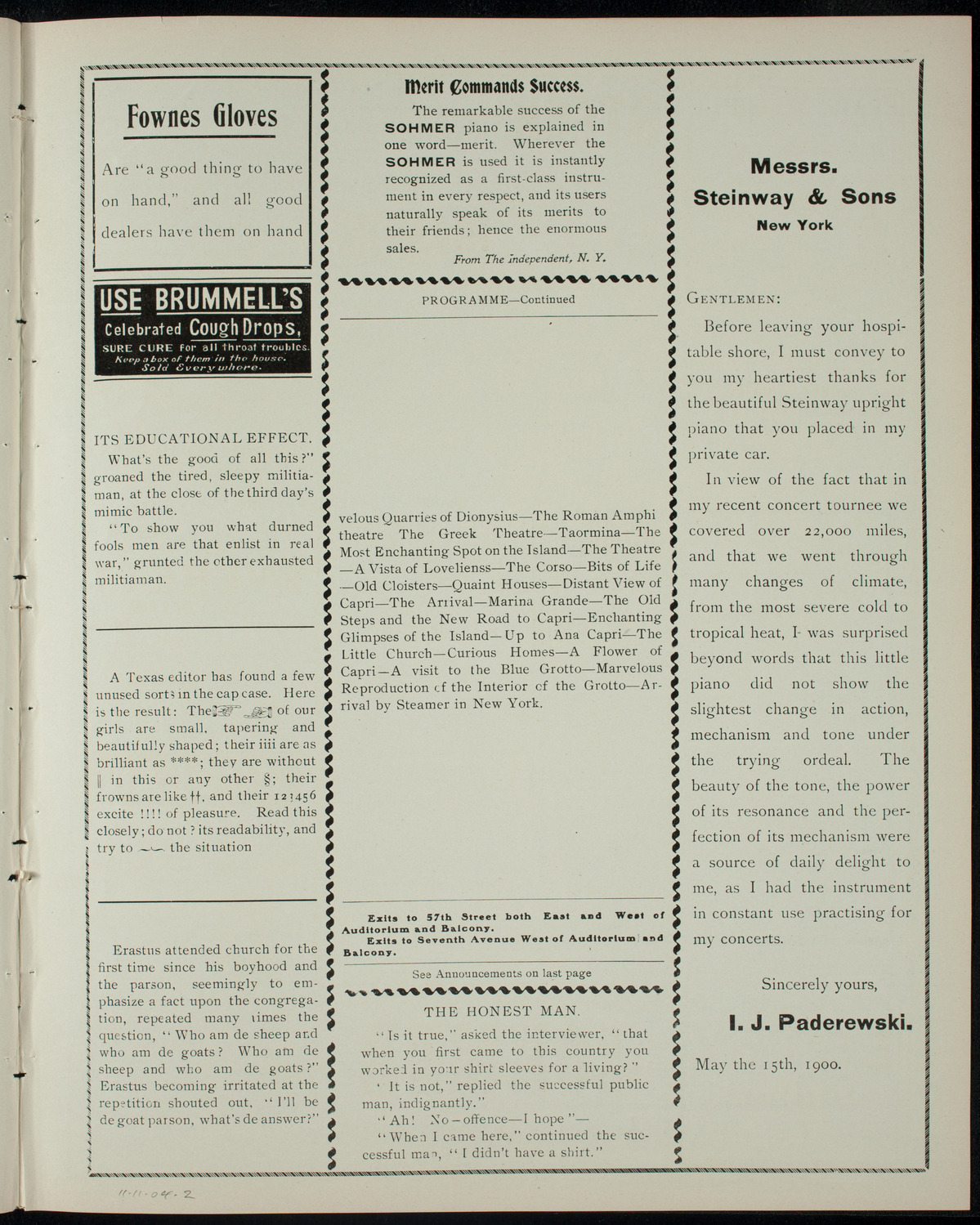 Elmendorf Lecture: Sicily and Capri, November 11, 1904, program page 3