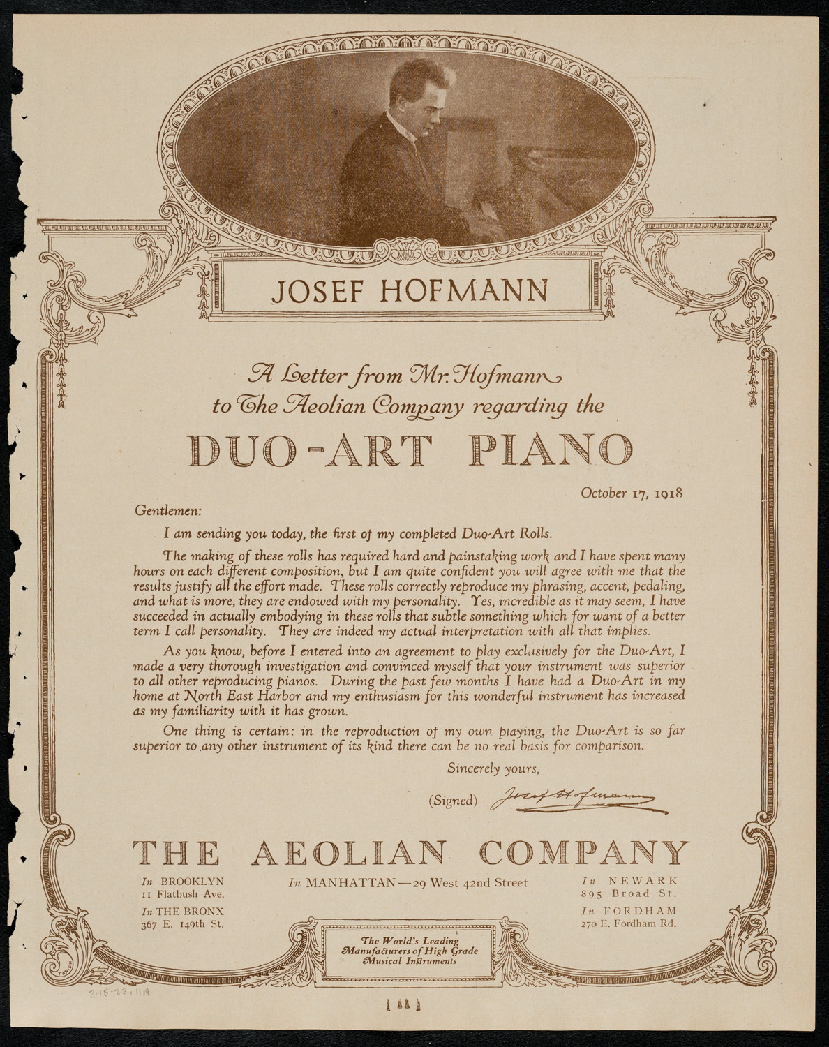 Bronislaw Huberman, Violin, February 15, 1922, program page 11