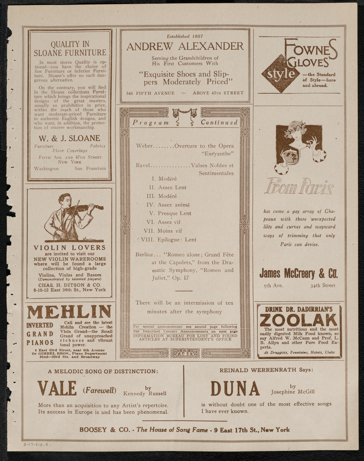 Boston Symphony Orchestra, March 17, 1921, program page 7
