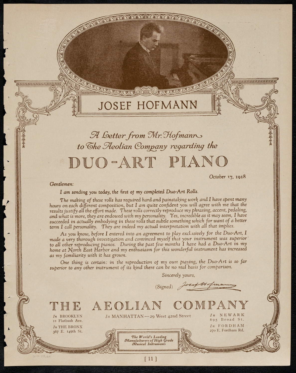 New York Symphony Orchestra, March 2, 1922, program page 11