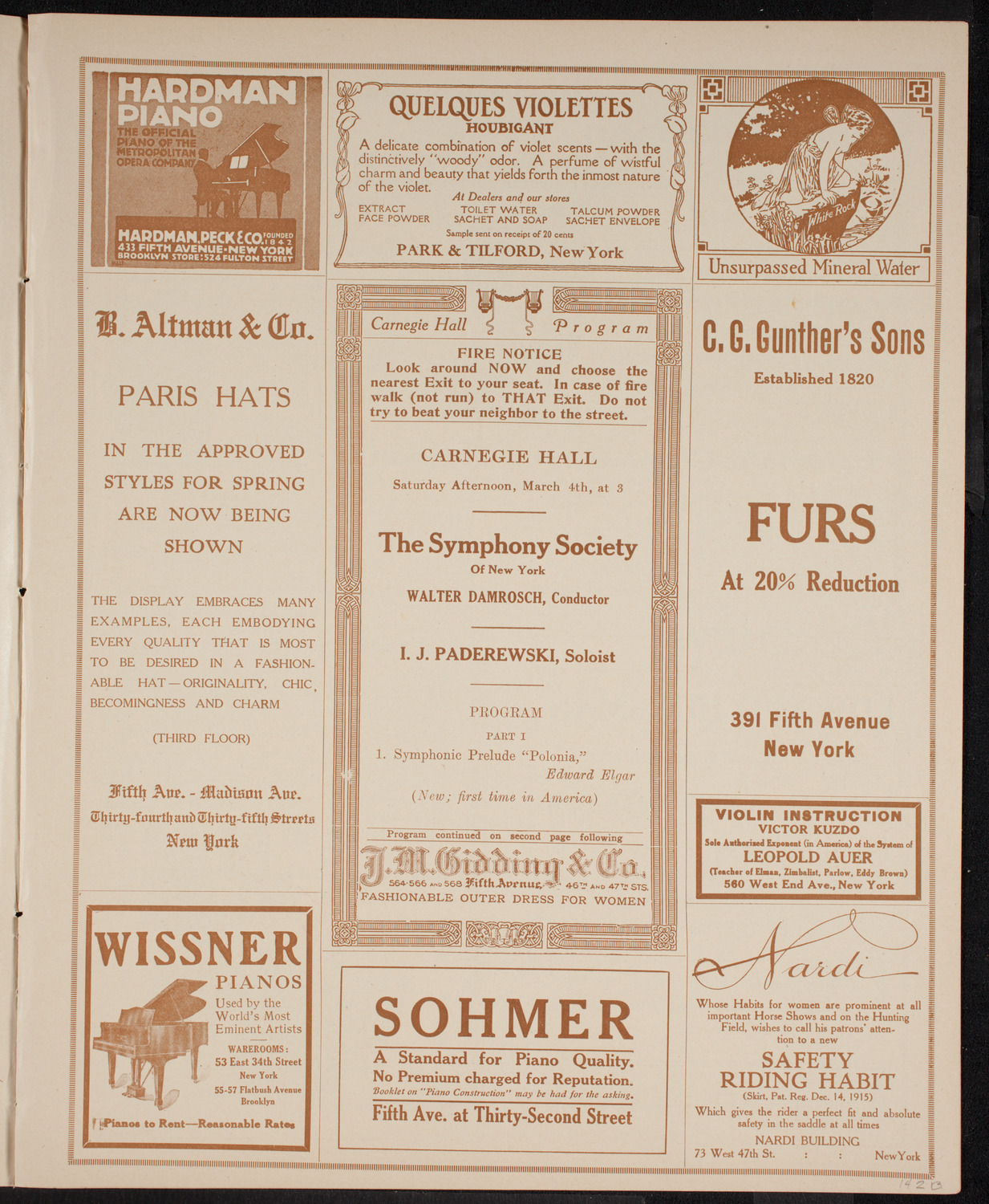 New York Symphony Orchestra, March 4, 1916, program page 5