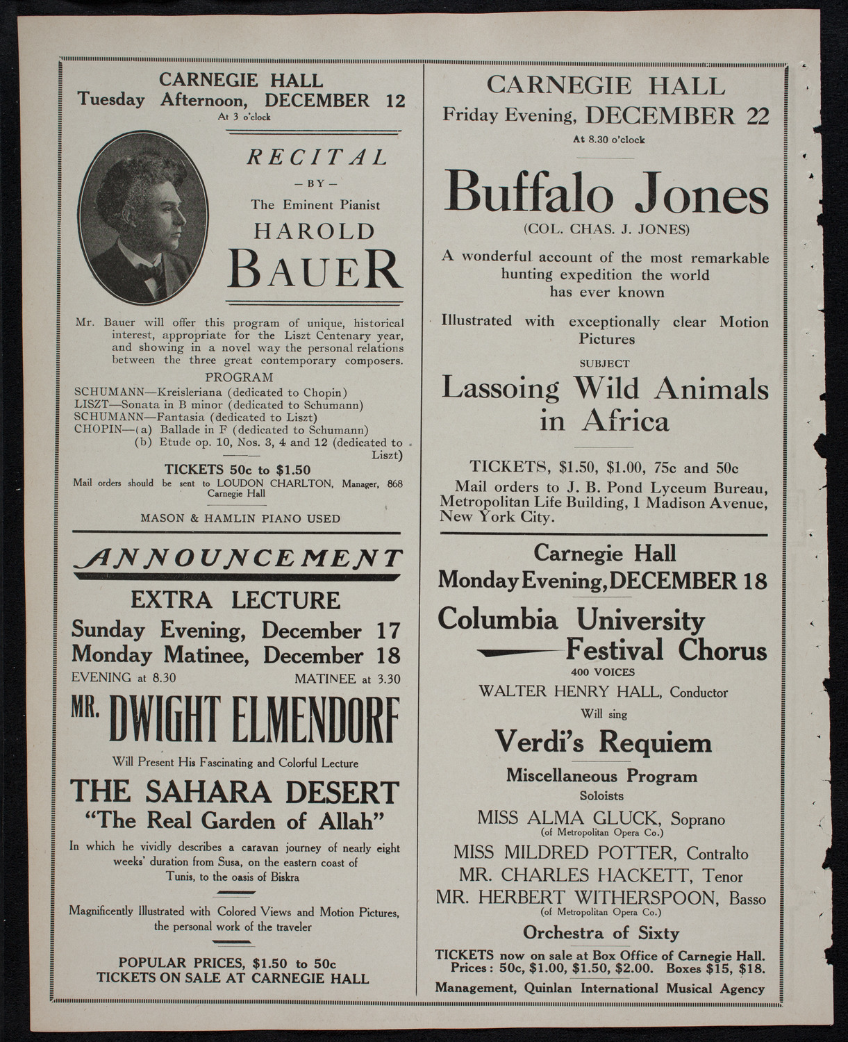 New York Philharmonic, December 10, 1911, program page 10