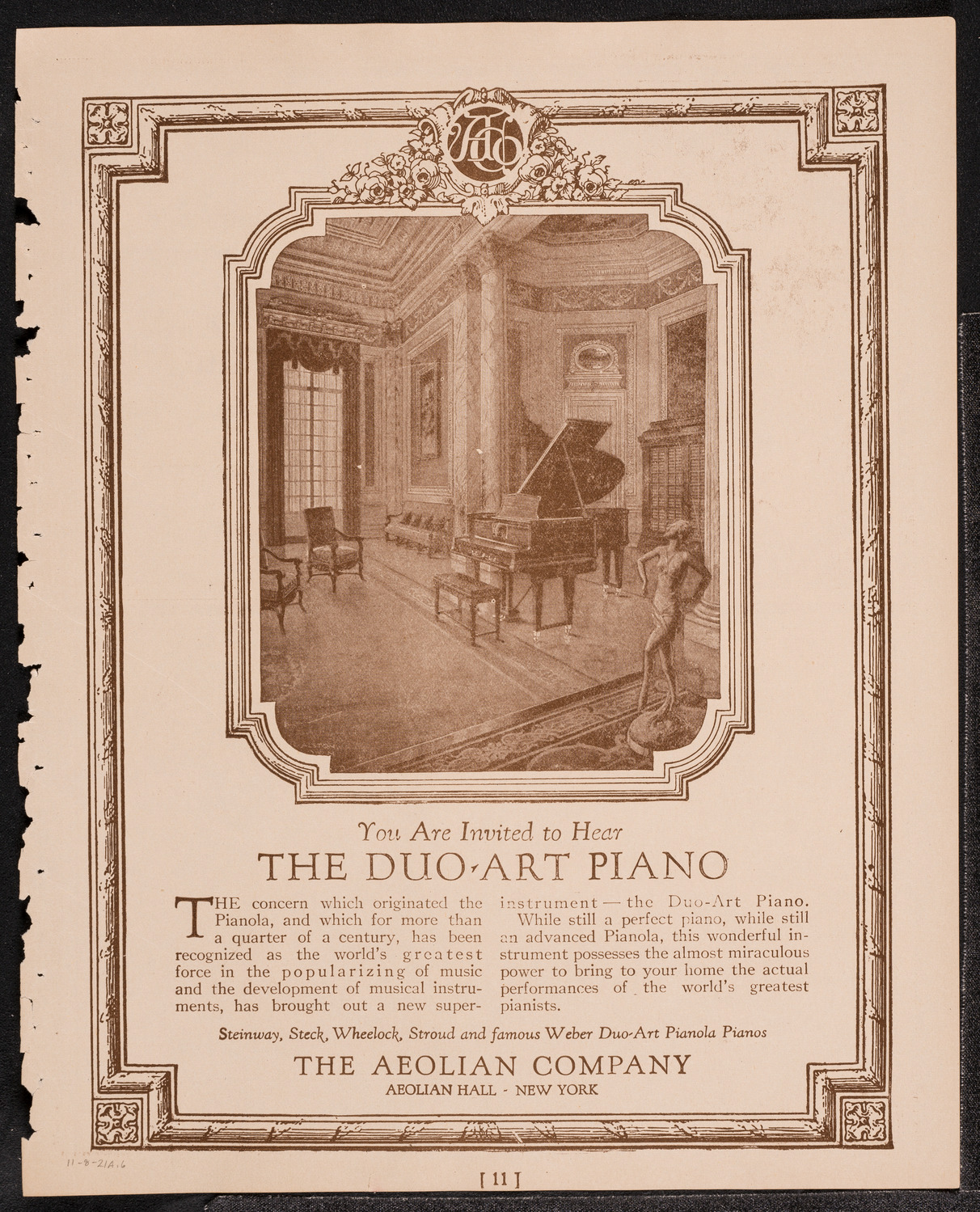 Elly Ney, Piano, November 8, 1921, program page 11