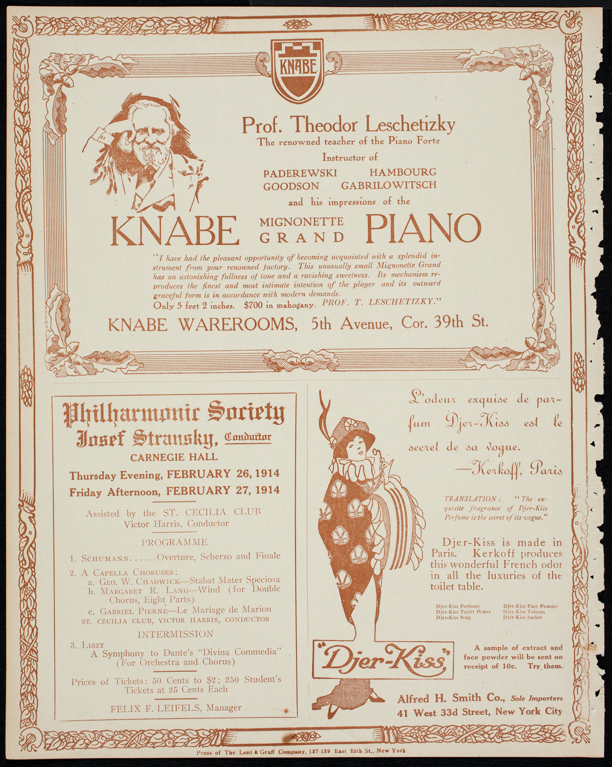 New York Philharmonic, February 22, 1914, program page 12