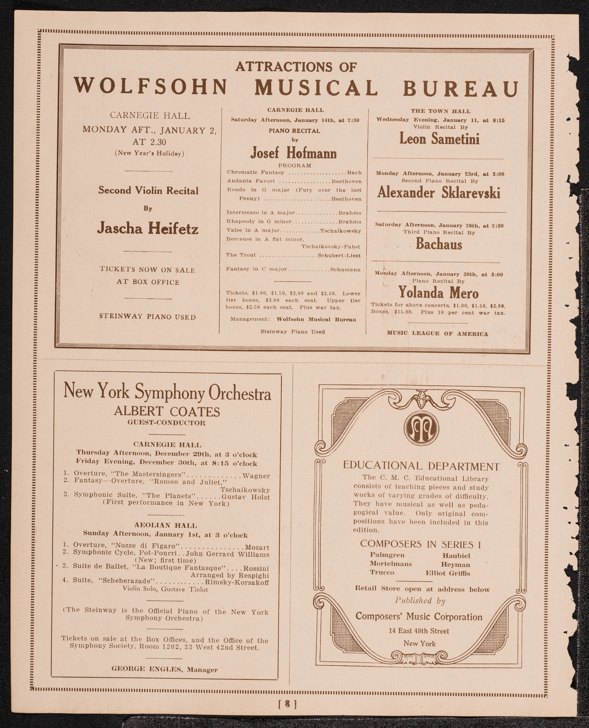 Harvard University Orchestra, December 26, 1921, program page 8