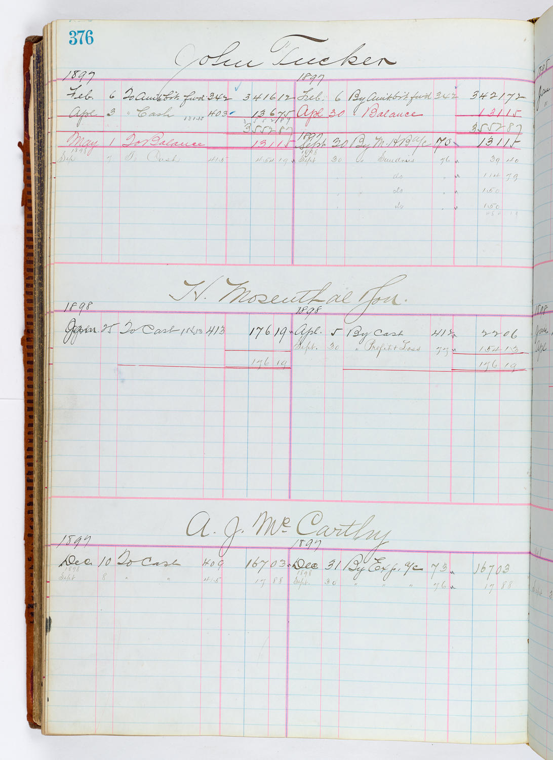 Music Hall Accounting Ledger, volume 1, page 376