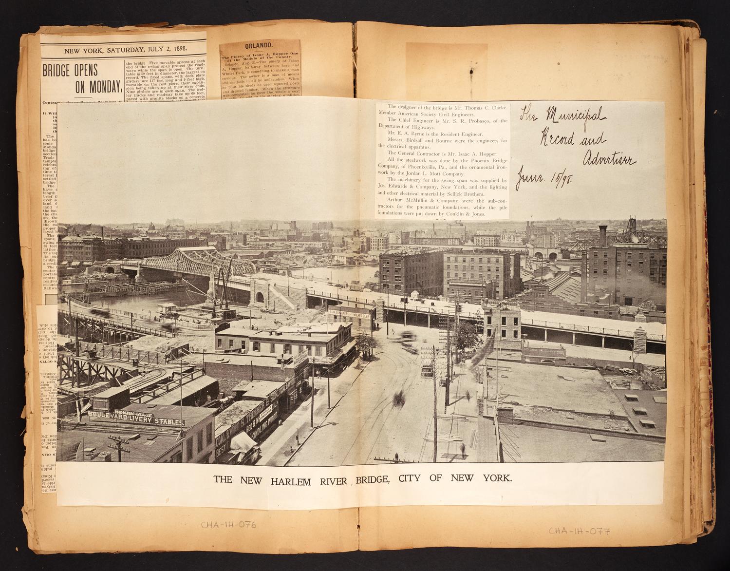 Isaac Hopper Scrapbook, pages 76-77: 1898