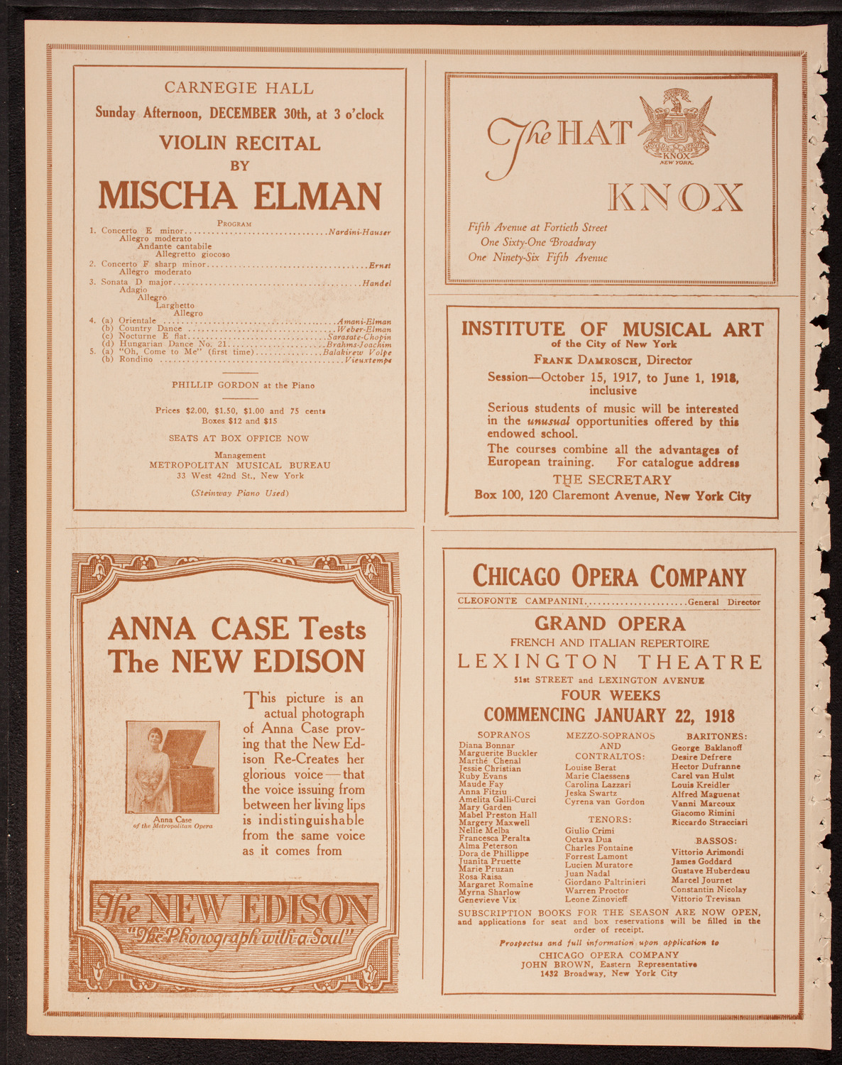 Columbia University Chorus, December 20, 1917, program page 2