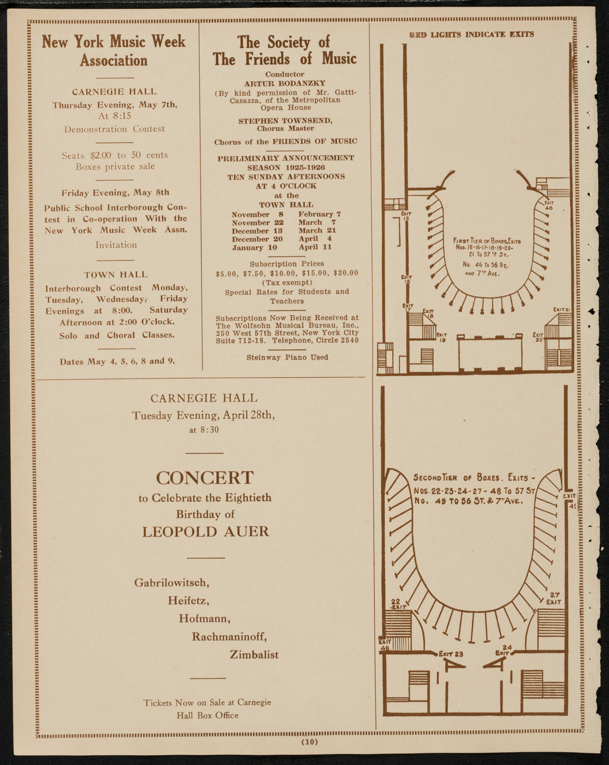 Mischa Elman, Violin, April 26, 1925, program page 10