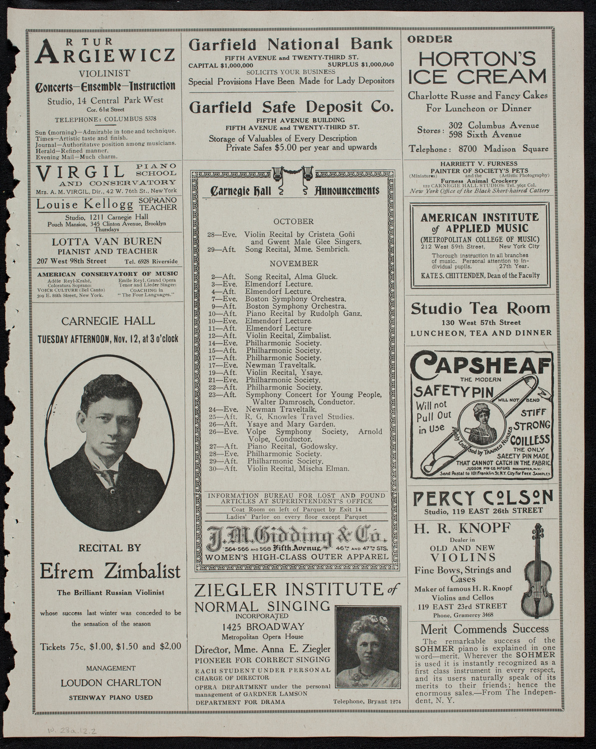 Elmendorf Lecture: The Great Southwest, October 28, 1912, program page 3