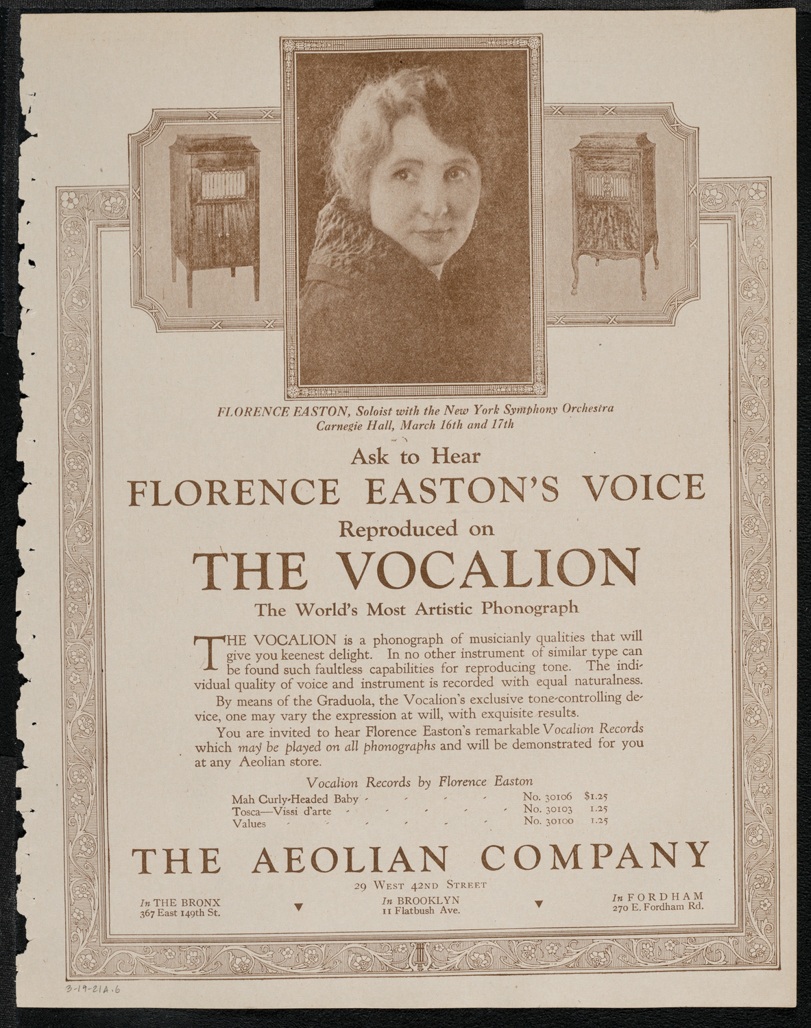 Boston Symphony Orchestra, March 19, 1921, program page 11