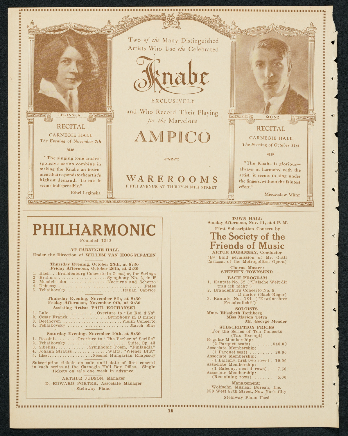 Sistine Chapel Choir, October 19, 1923, program page 12