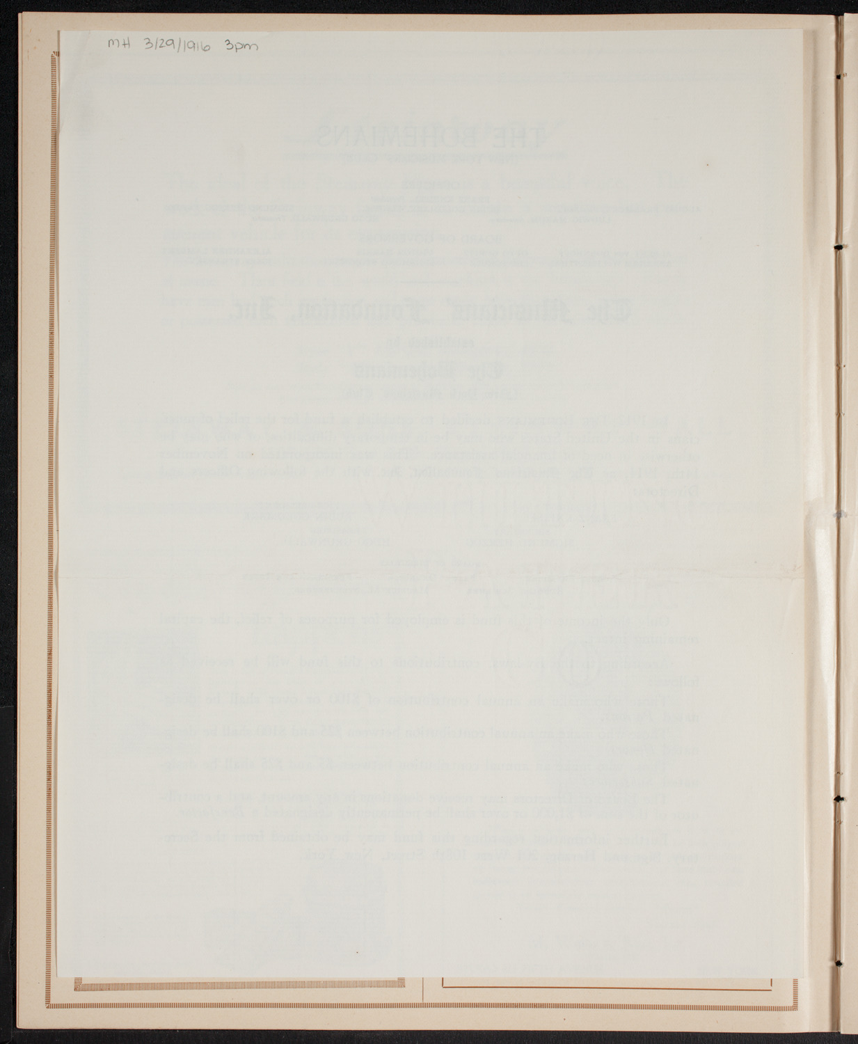 Benefit: Musicians' Foundation, Inc., March 29, 1916, program page 6