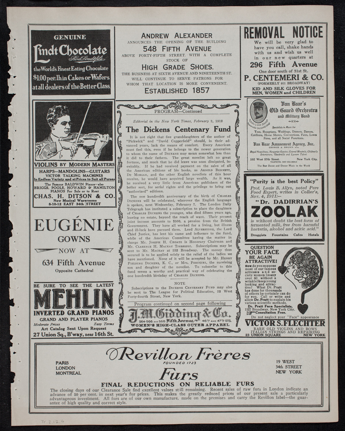 Dickens Centenary Celebration, February 7, 1912, program page 7