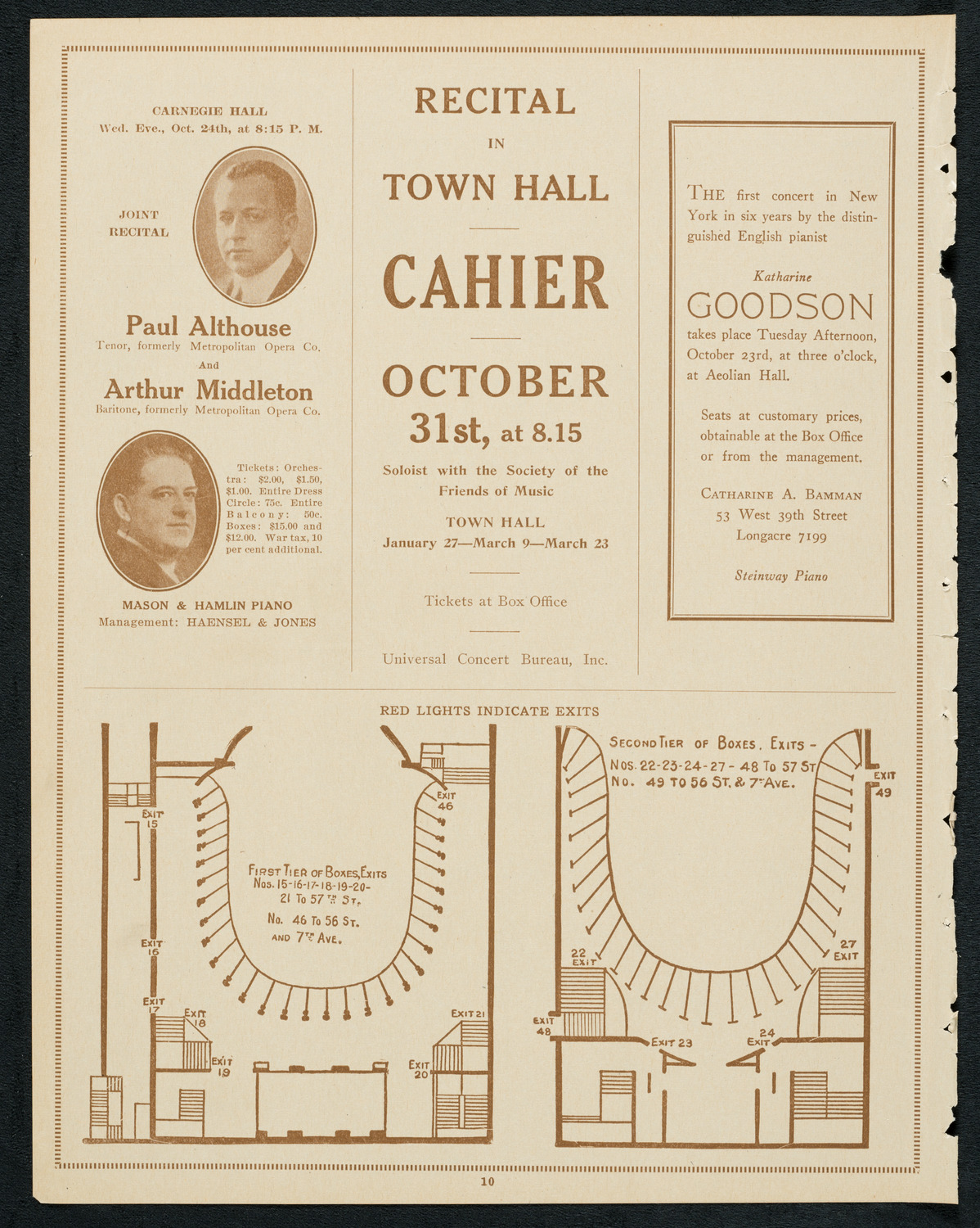 Isa Kremer, Soprano, October 21, 1923, program page 10