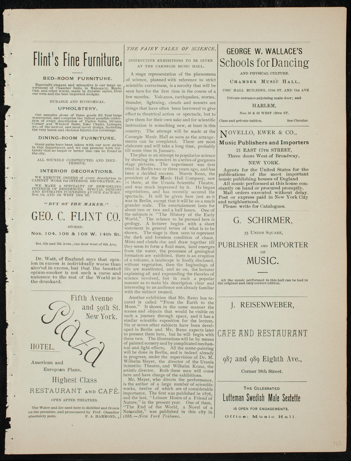 Damrosch Sunday Concert, November 22, 1891, program page 9