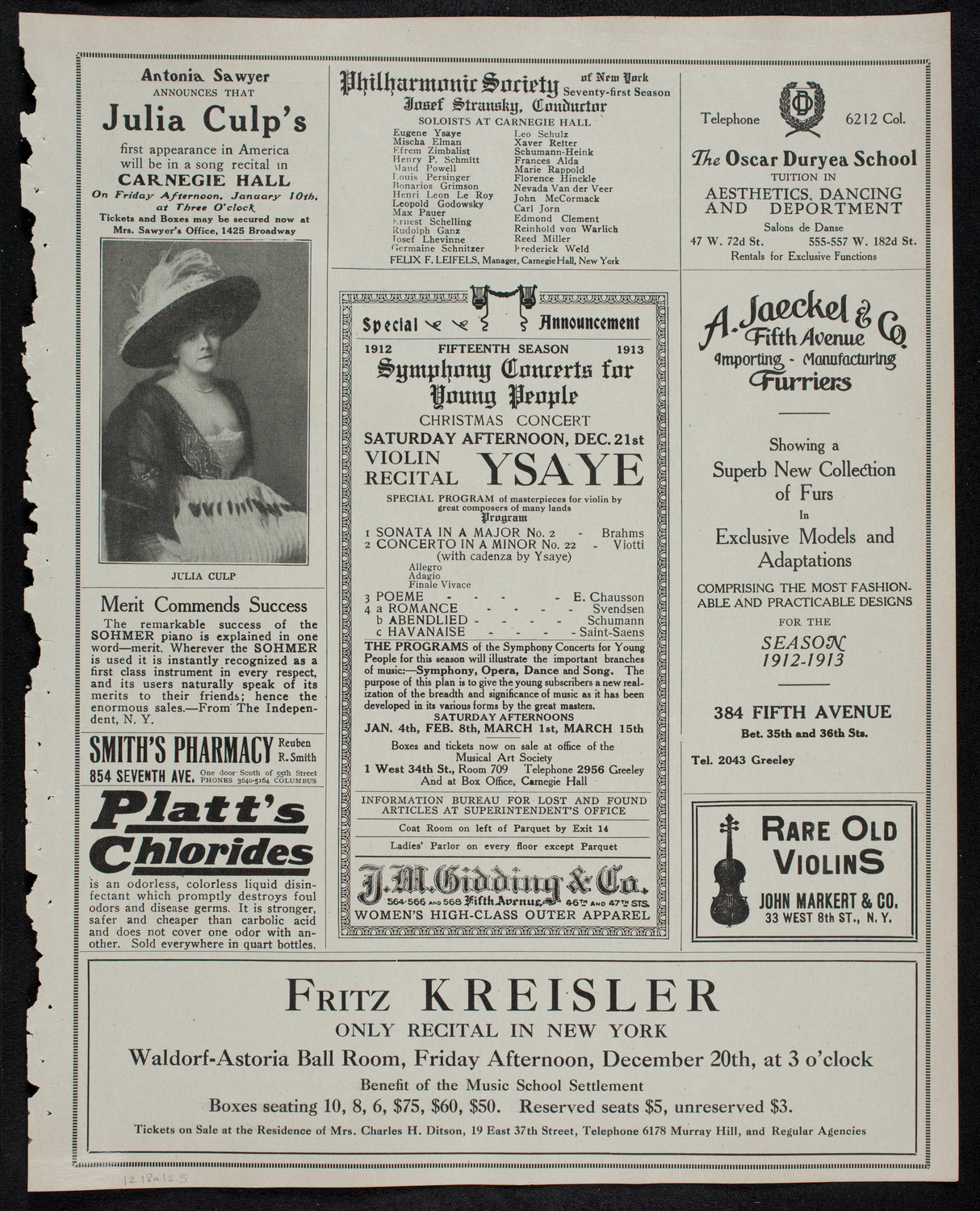 Leopold Godowsky, Piano, December 18, 1912, program page 9