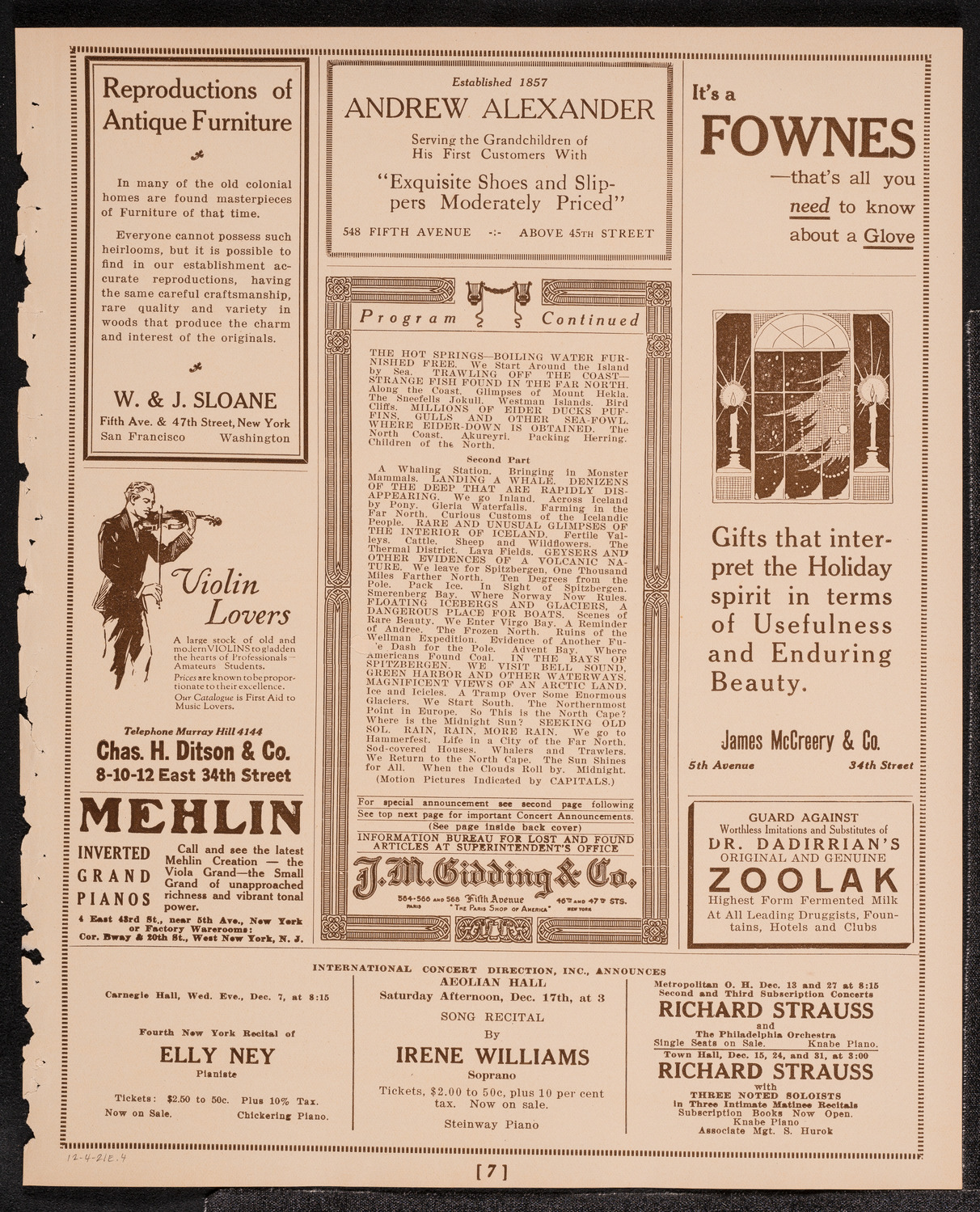 Newman Traveltalks: Iceland and Spitzbergen, December 4, 1921, program page 7