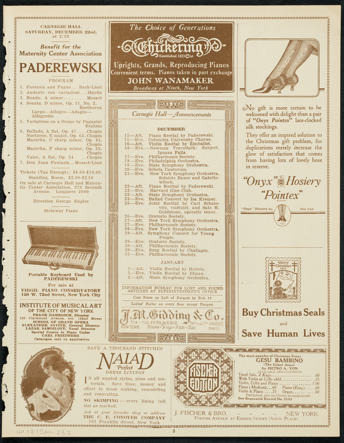 Symphony Concert for Young People, December 15, 1923, program page 3