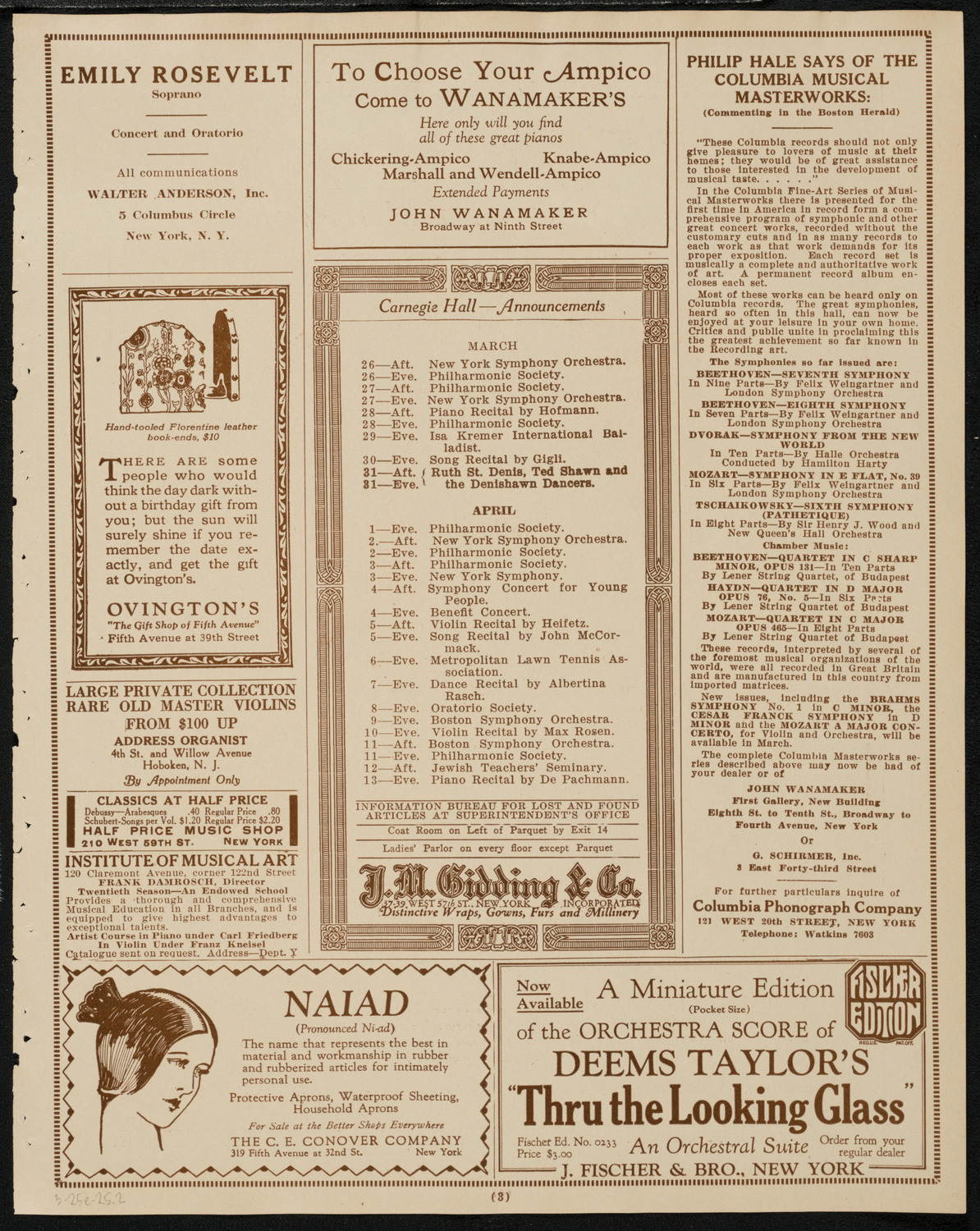 Frieda Hempel, Soprano, March 25, 1925, program page 3