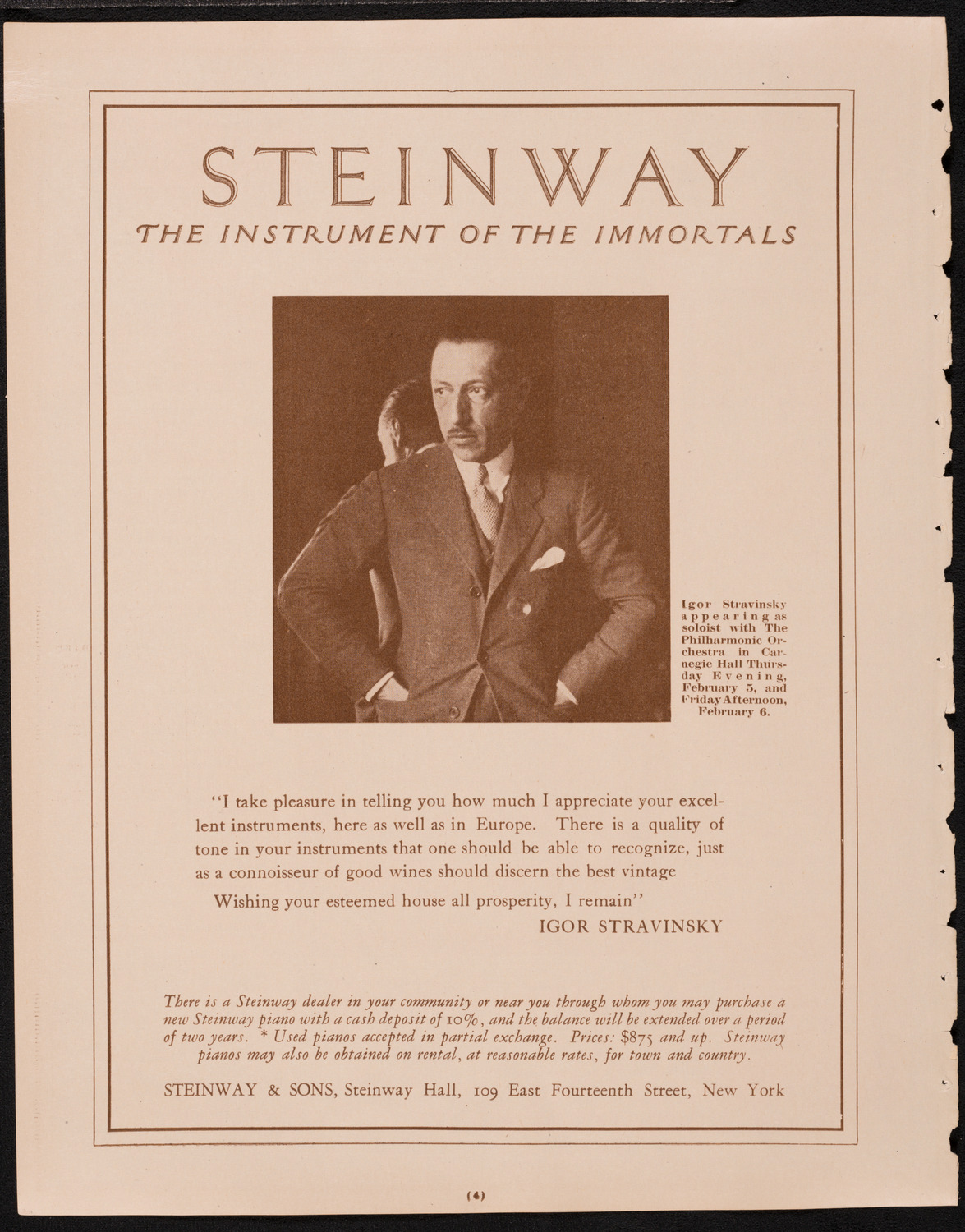 Rudolph Polk, Violin, with members of The New York Philharmonic, February 6, 1925, program page 4