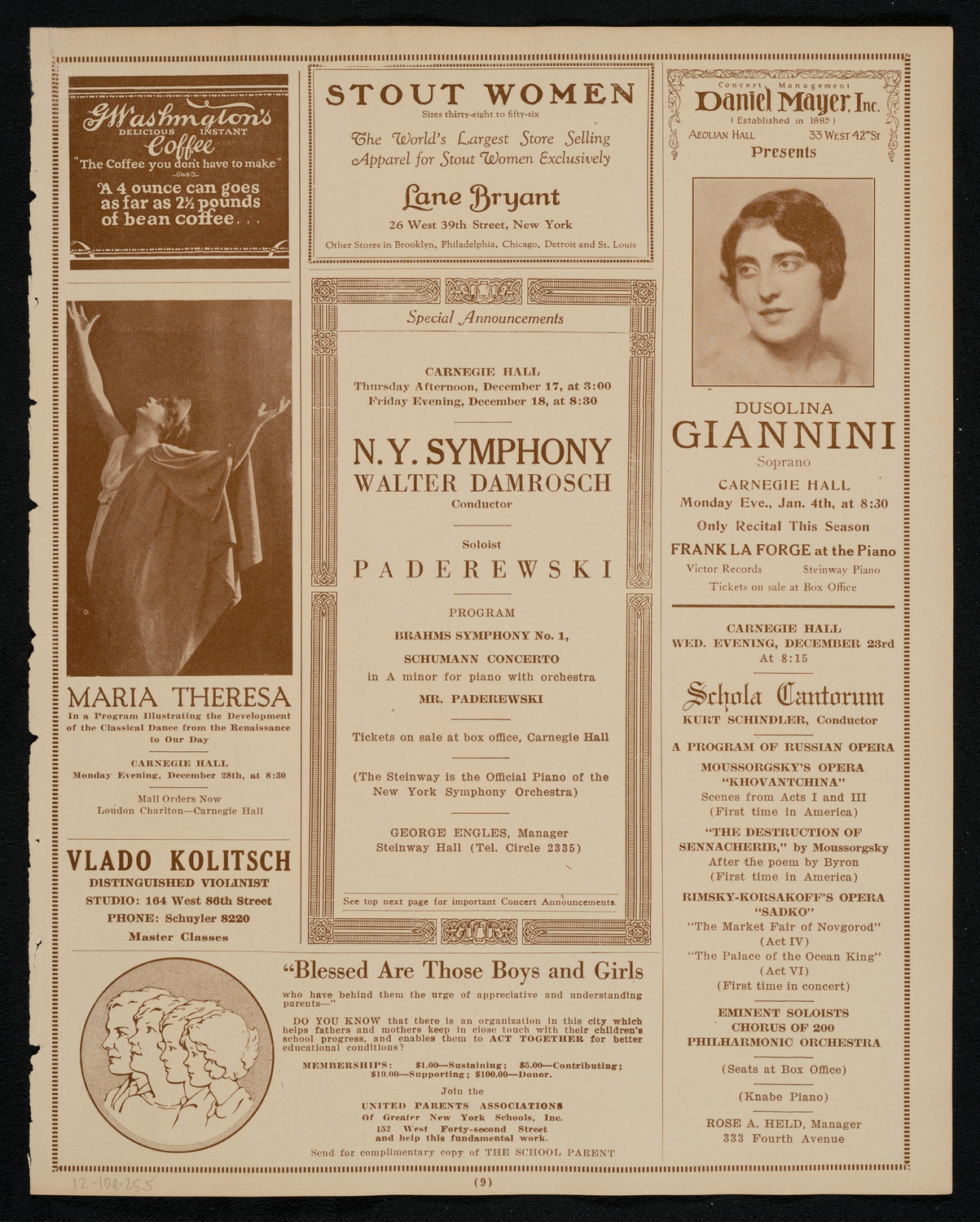 New York Philharmonic, December 10, 1925, program page 9