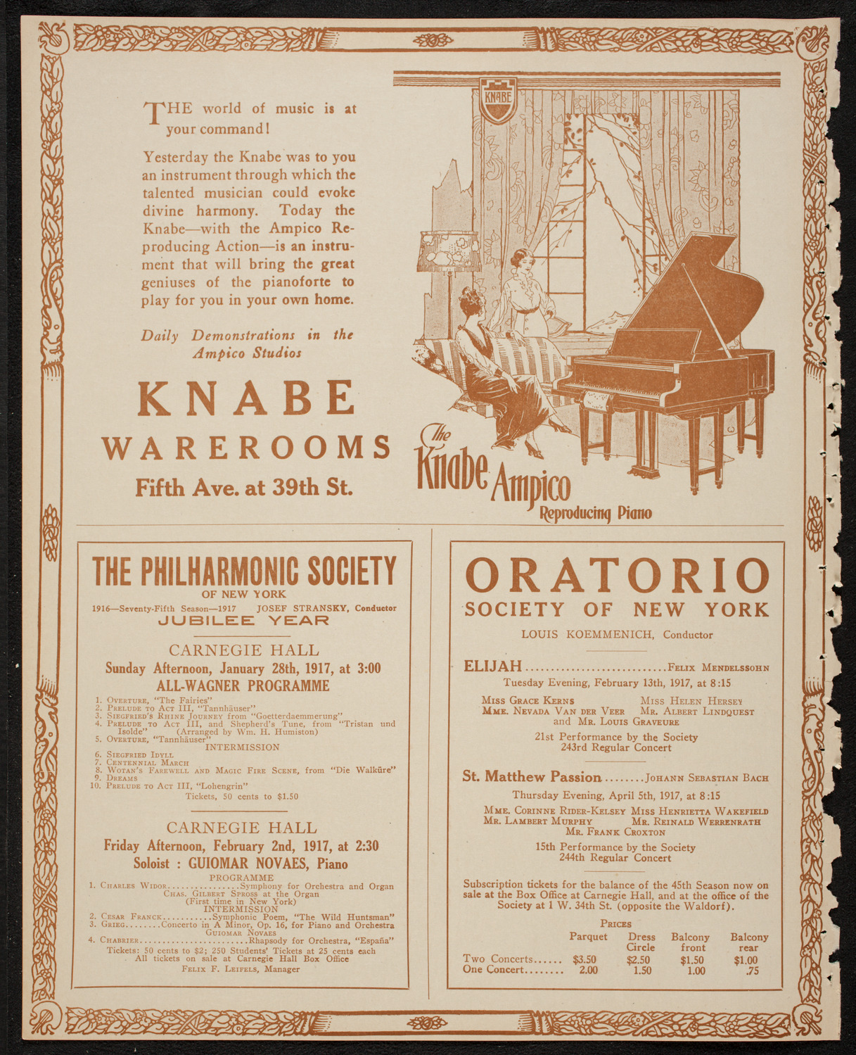 New York Symphony Orchestra, January 27, 1917, program page 12