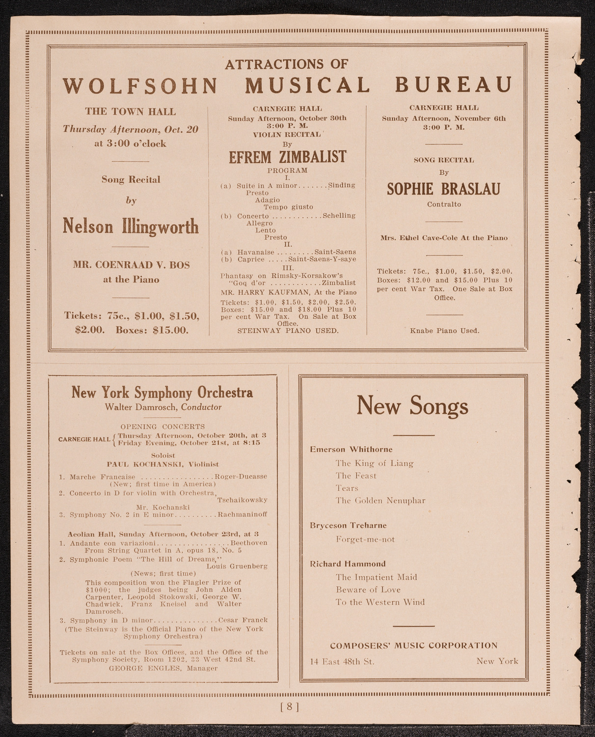 Philadelphia Orchestra, October 18, 1921, program page 8