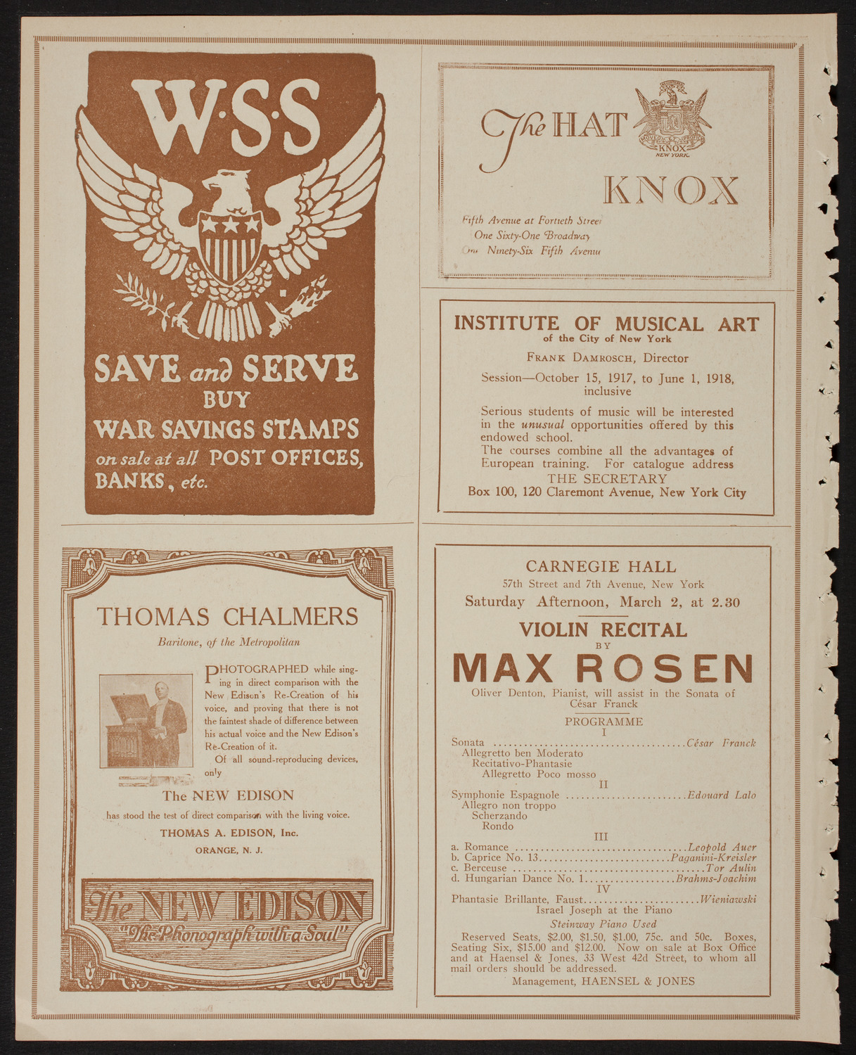 New York Philharmonic, February 22, 1918, program page 2