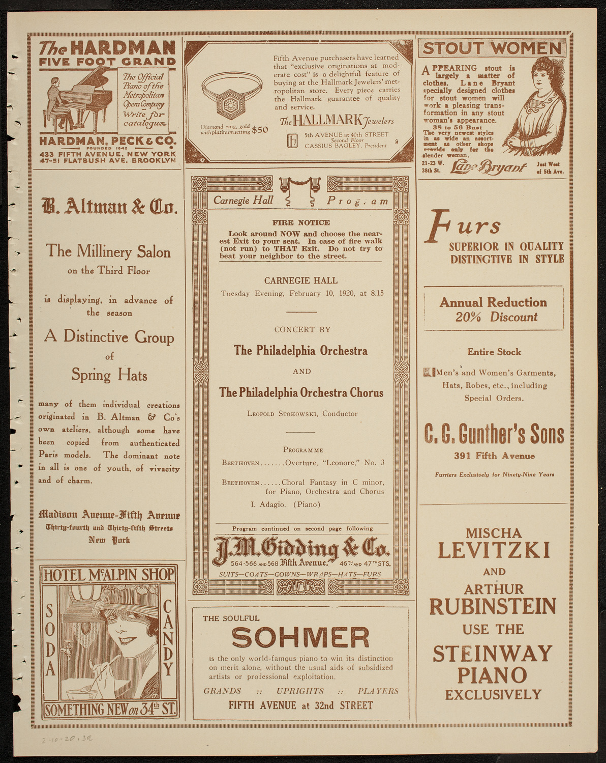 Philadelphia Orchestra, February 10, 1920, program page 5