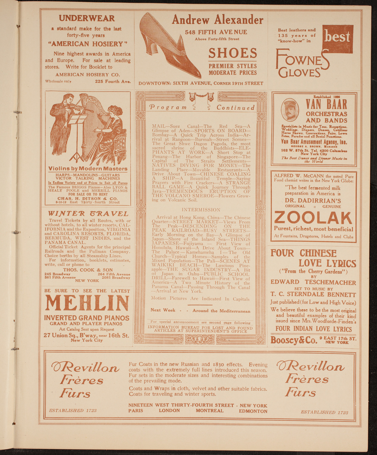 Elmendorf Lecture: Around the World Through the Panama Canal, November 9, 1914, program page 7