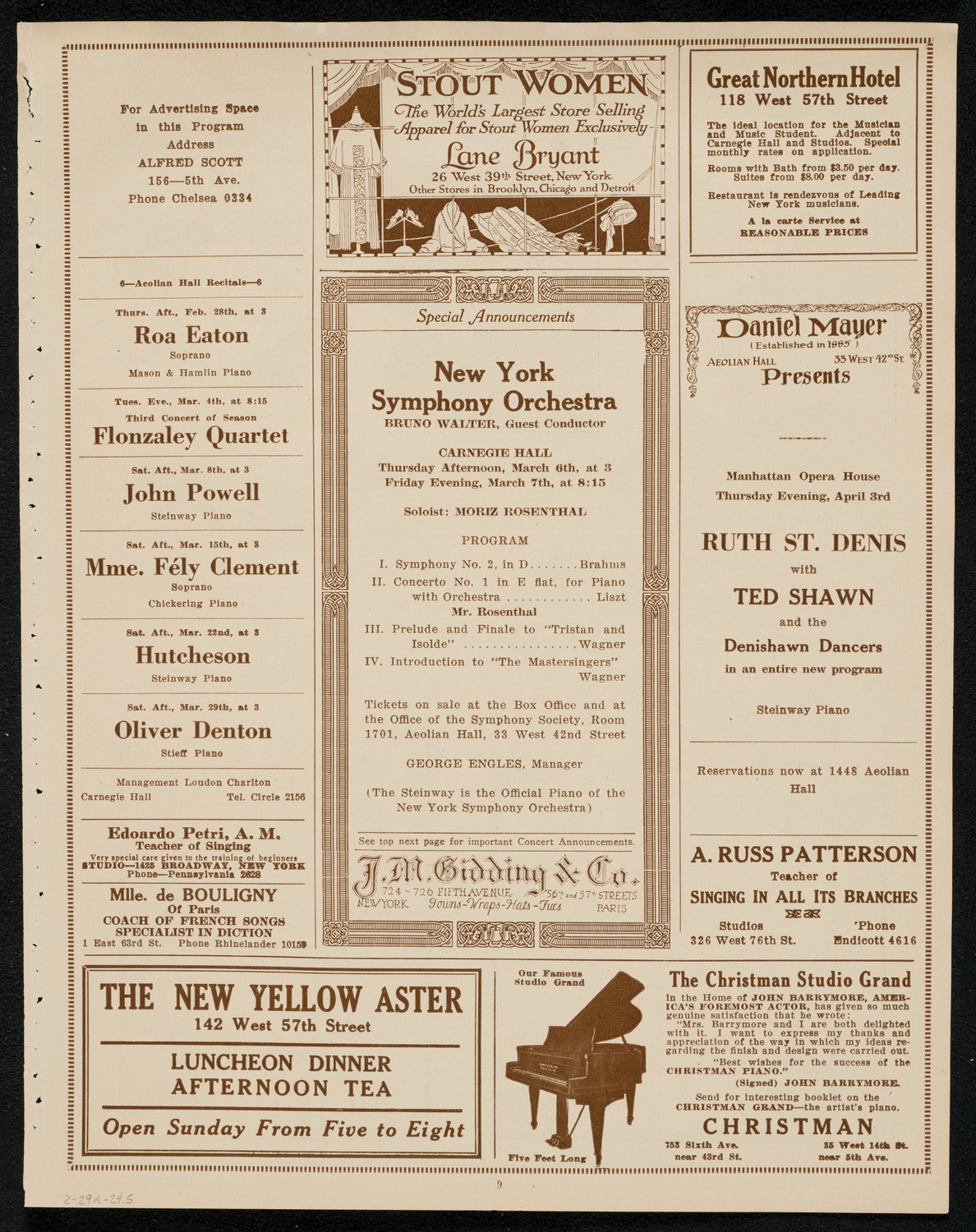 New York Philharmonic, February 29, 1924, program page 9