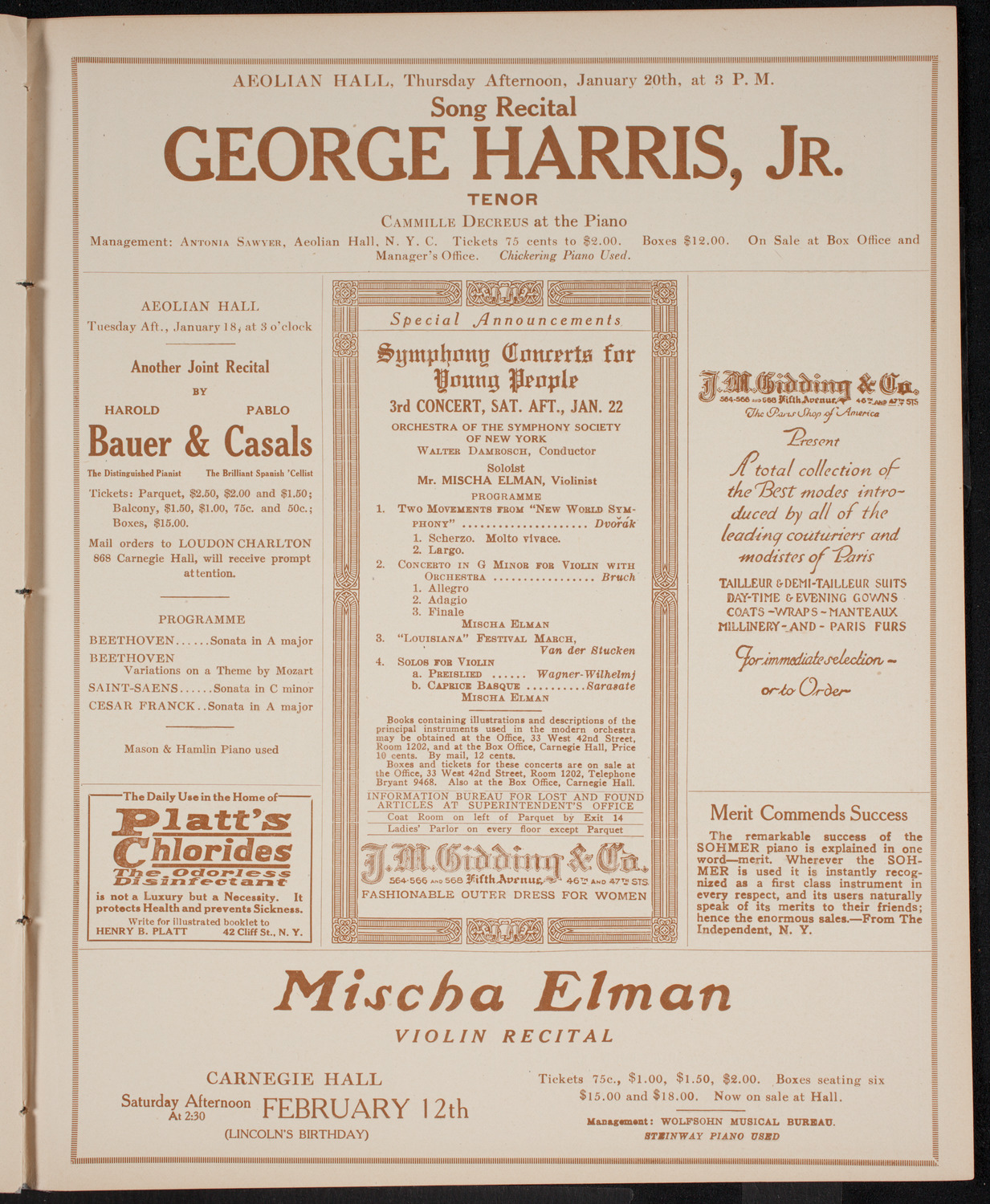 New York Philharmonic, January 13, 1916, program page 9