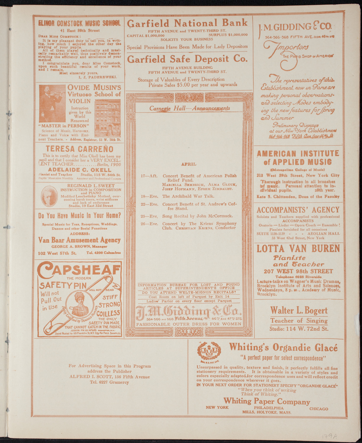 Concert of Negro Music, April 12, 1915, program page 3