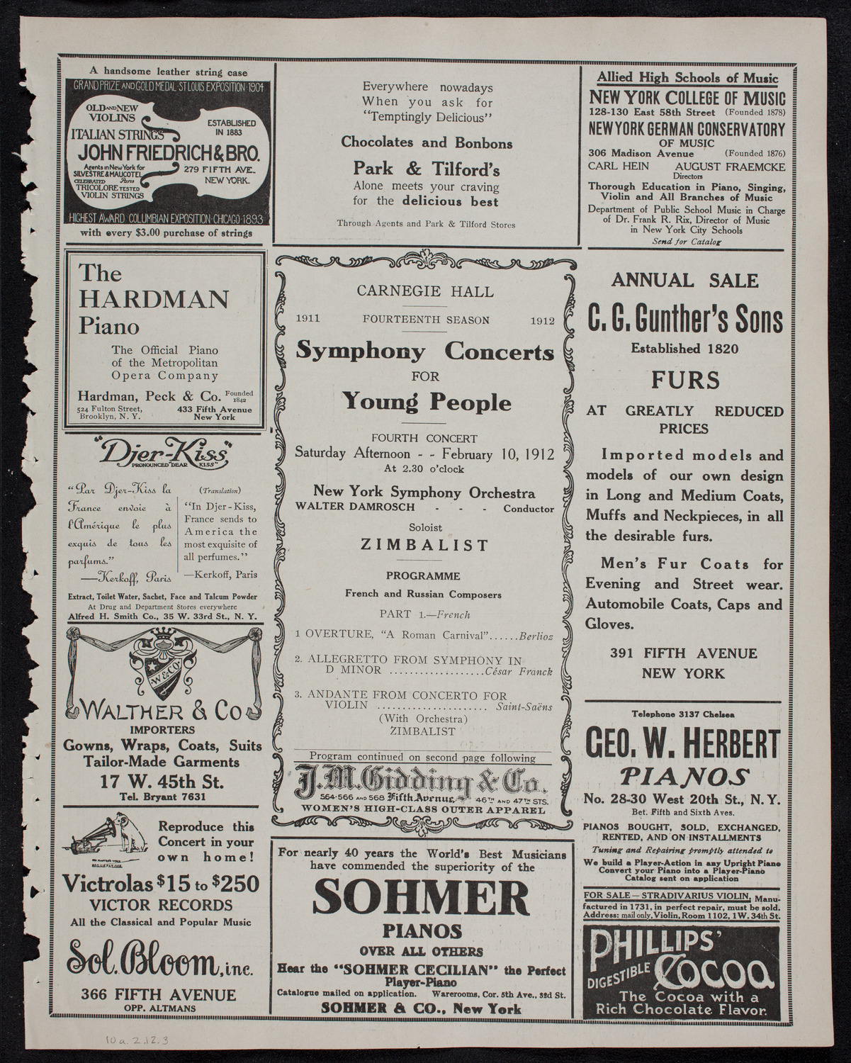 Symphony Concert for Young People, February 10, 1912, program page 5