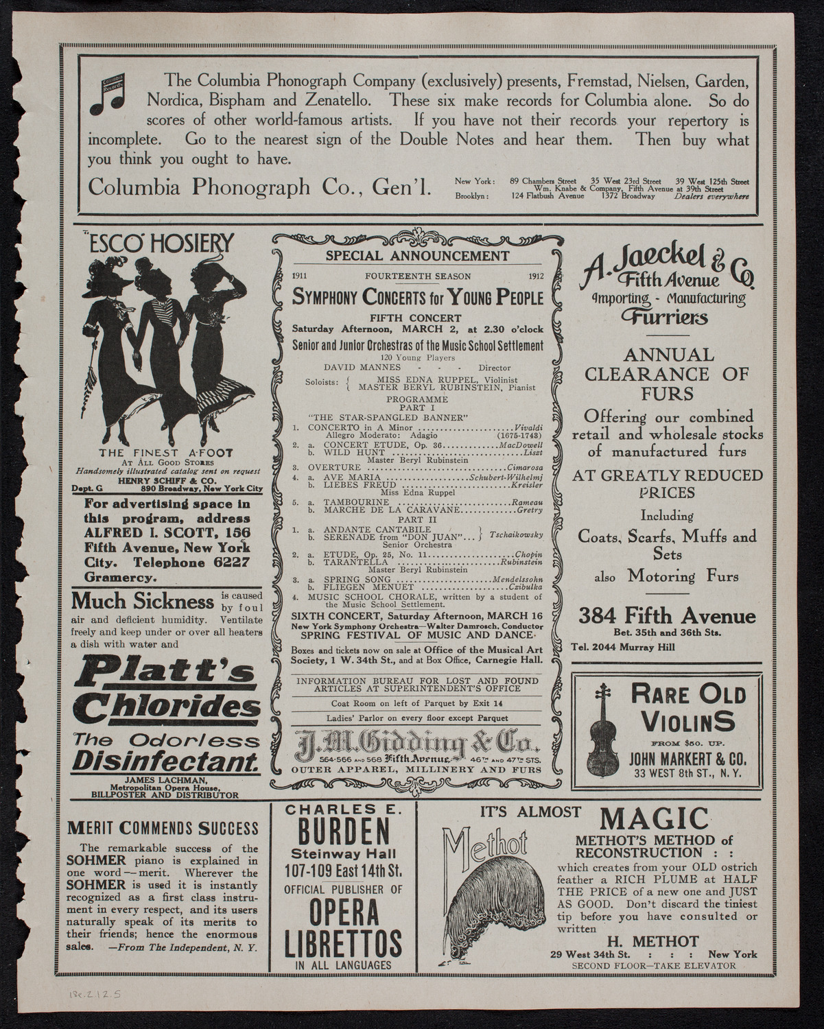 Burton Holmes Travelogue: Paris, February 18, 1912, program page 9